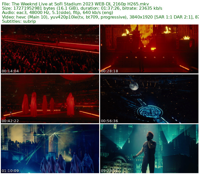 The Weeknd - Live at SoFi Stadium 2023 WEB-DL 2160p SDR+DV H265 - 16.09GB+12.77GB+12.75GB