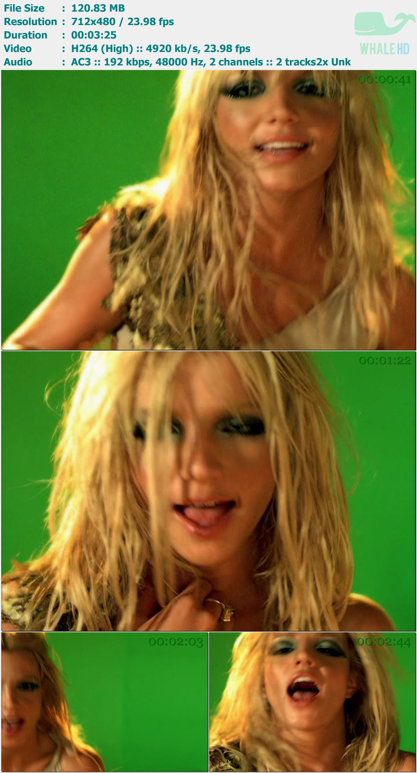 Britney Spears - I'm A Slave 4 U (Green Screen) 2001 DVDRip 480p X264 - 120.83MB