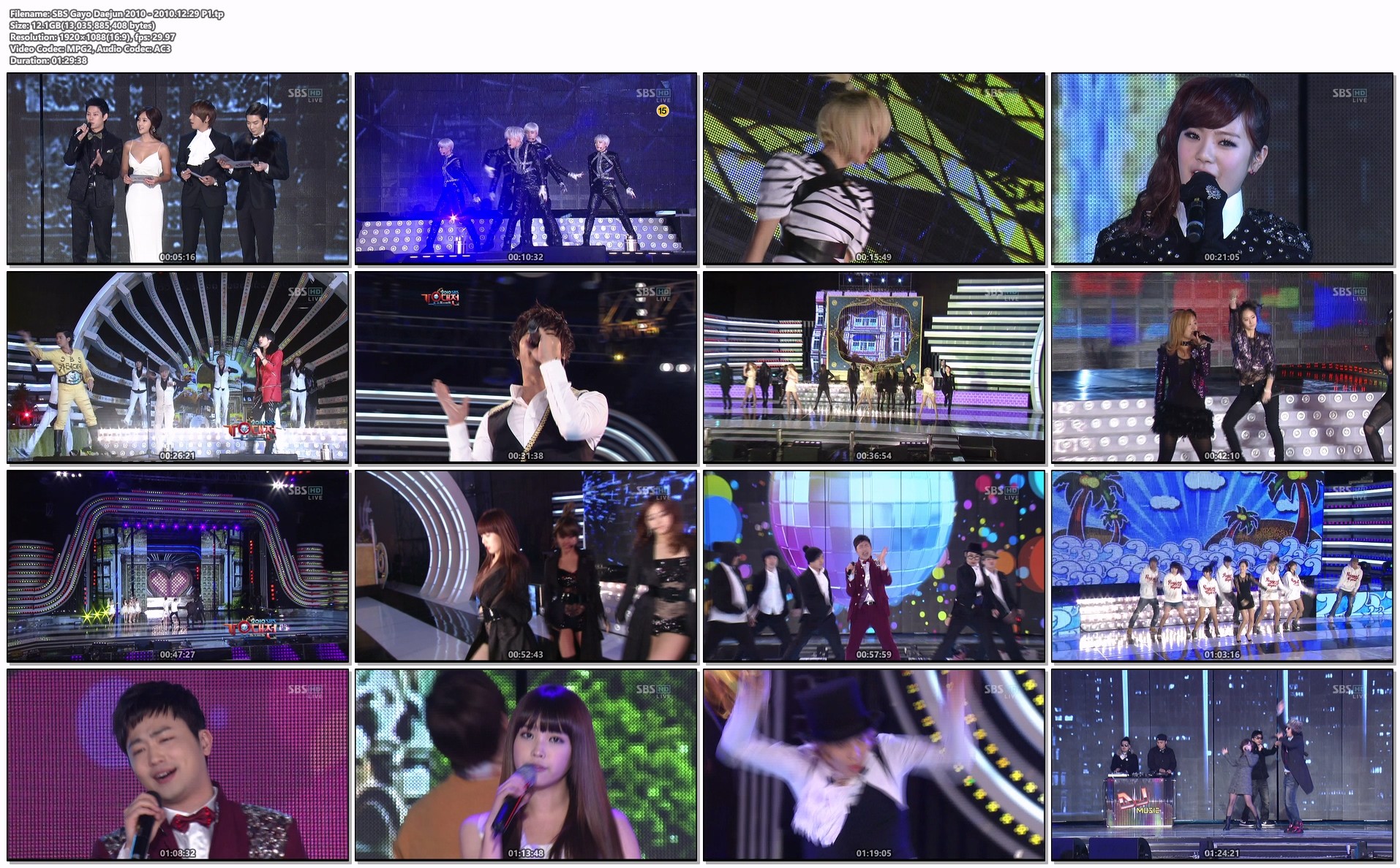 𝐒𝐁𝐒 Gayo Daejun SBS歌谣大战 2010 (2010.12.29) HDTV 1080i MPEG2 - 27.34GB