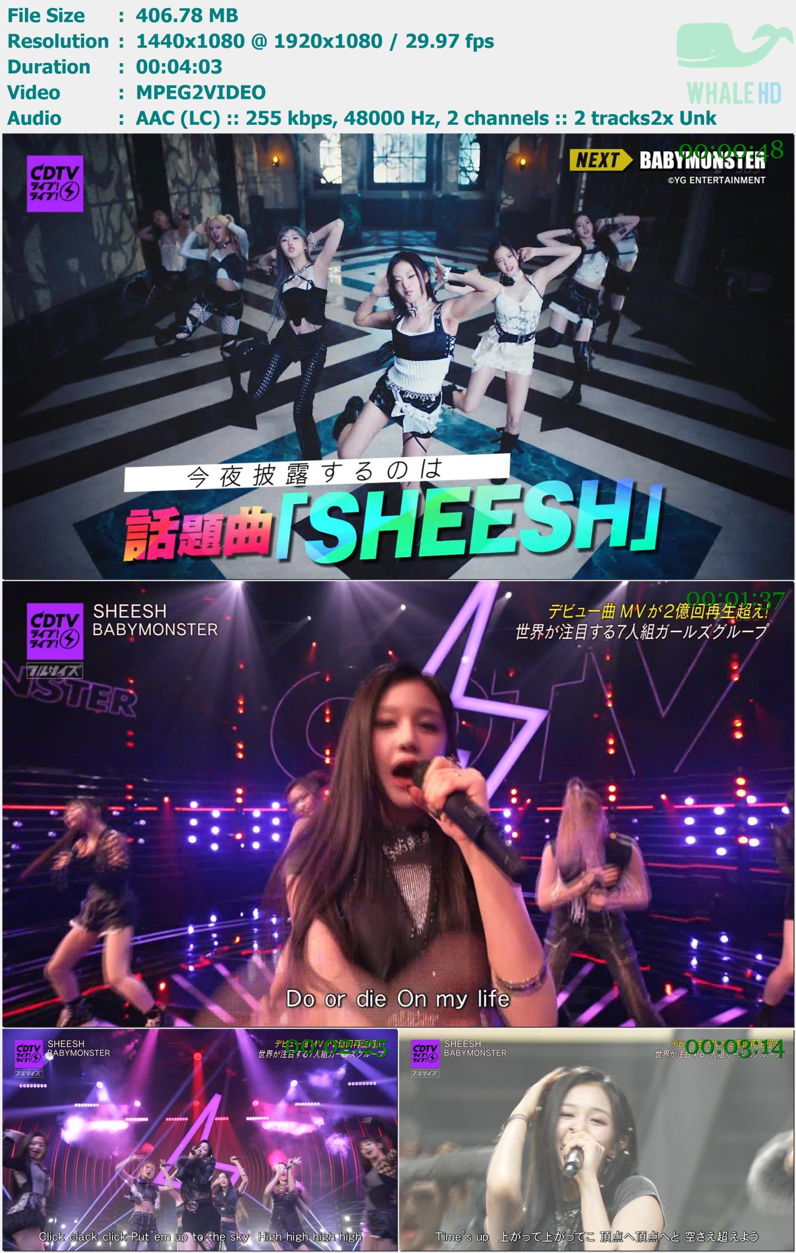 BABYMONSTER - SHEESH (CDTV 2024.05.20) HDTV 1080i MPEG2 - 406.78MB