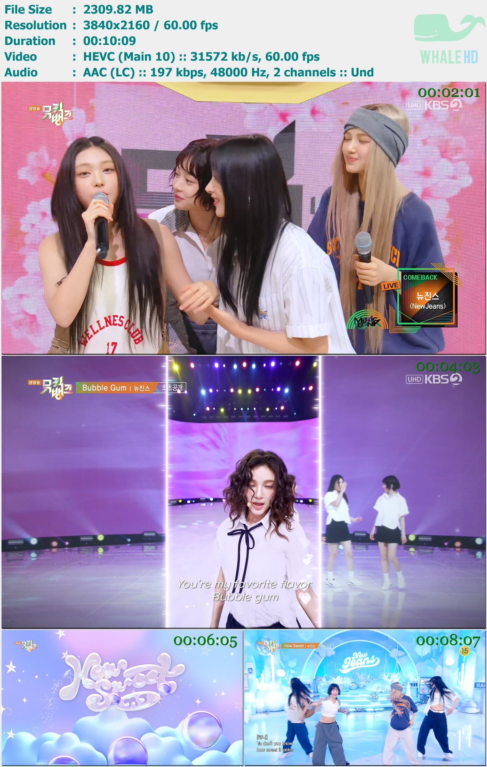 NewJeans - Bubble Gum + How Sweet + Talk (Music Bank 音乐银行 2024-05-24) HDTV 2160p H265 - 2.26GB