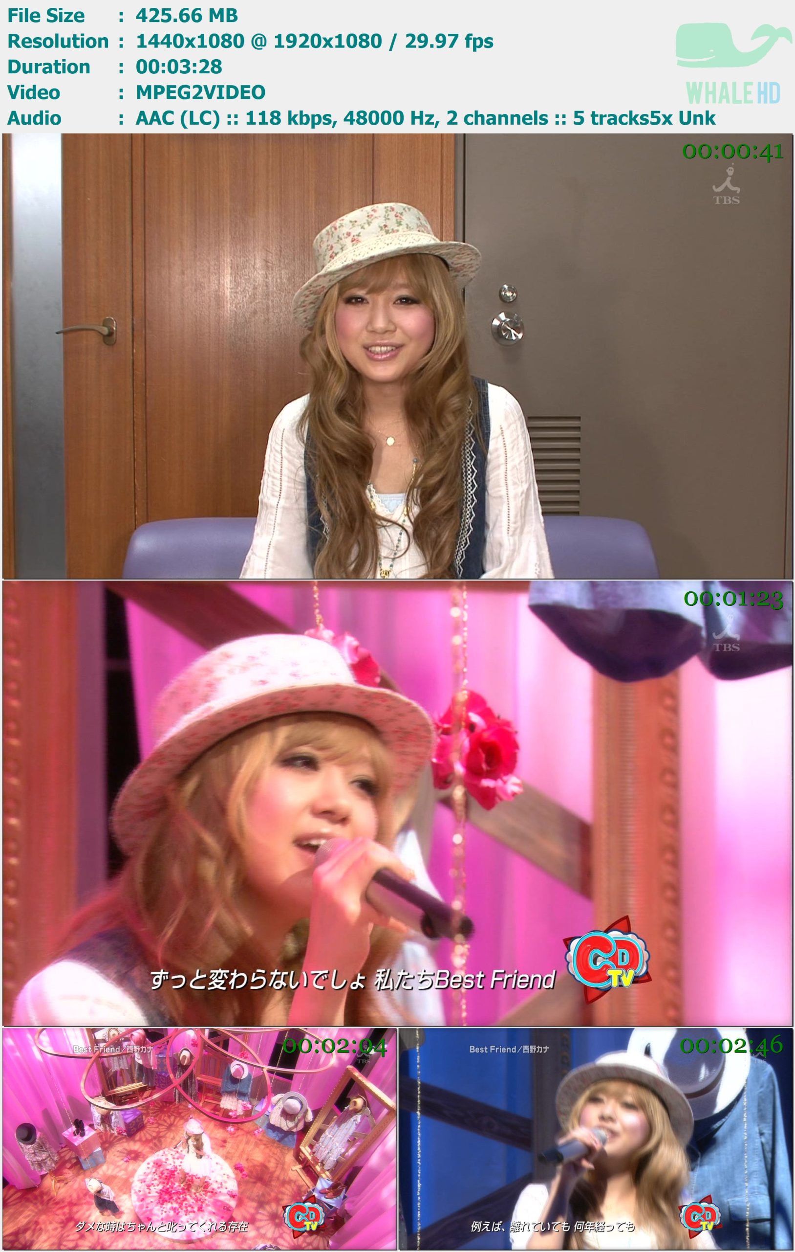 西野加奈 (Nishino Kana) - Best Friend + Talk [CDTV - 7 Mar 2010] HDTV 1080i MPEG2 - 425.66MB