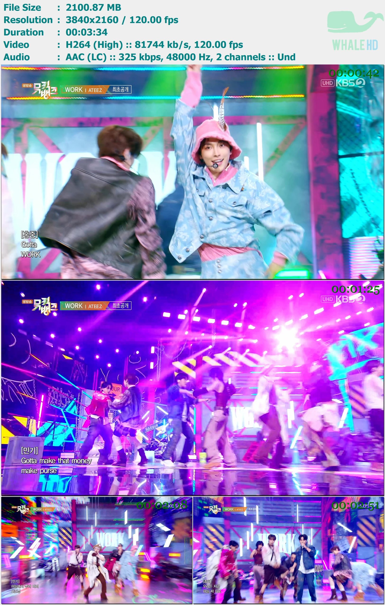 ATEEZ - WORK (Music Bank 音乐银行 2024-05-31) HDTV 2160p H264 - 2.05GB