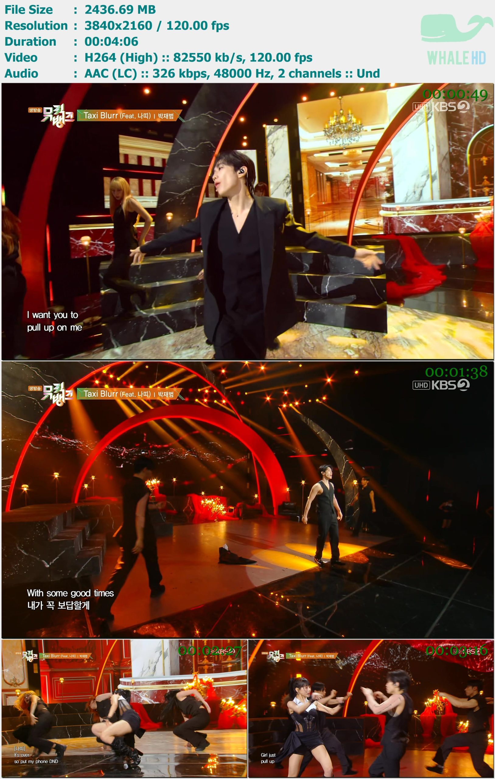 朴宰范 Jay Park - Taxi Blurr (Feat NATTY of KISS OF LIFE) (Music Bank 音乐银行 2024-05-31) HDTV 2160p H264 - 2.38GB