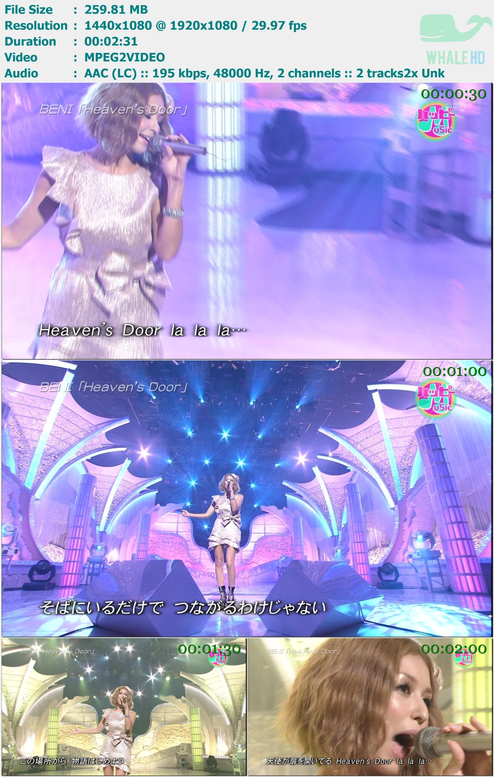 BENI 安良城红 - Heaven's Door (Happy Music - 7 Aug 2010) HDTV 1080i MPEG2 - 259.81MB