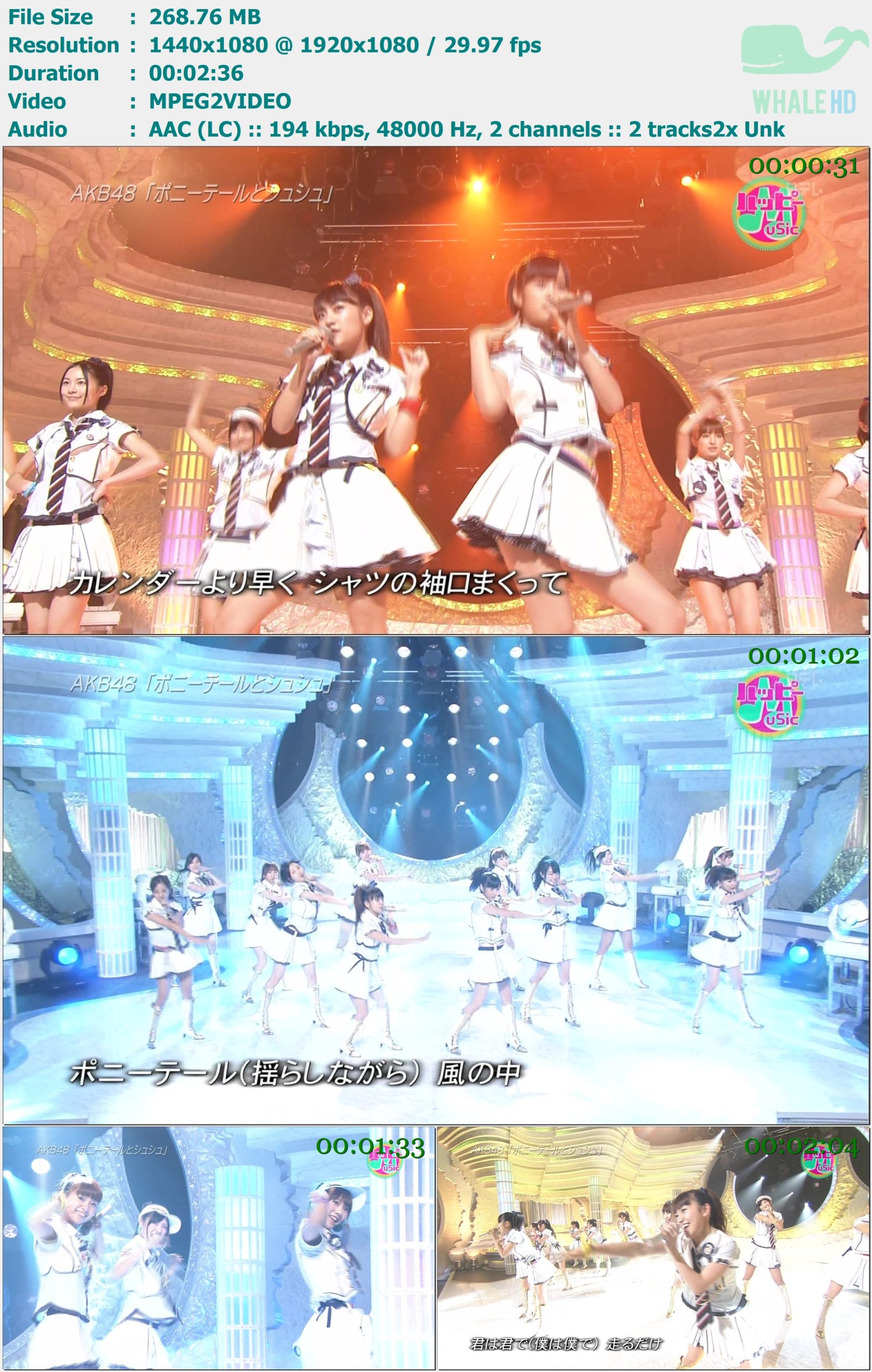 AKB48 - Ponytail to Shushu (Happy Music - 29 May 2010) HDTV 1080i MPEG2 - 268.76MB