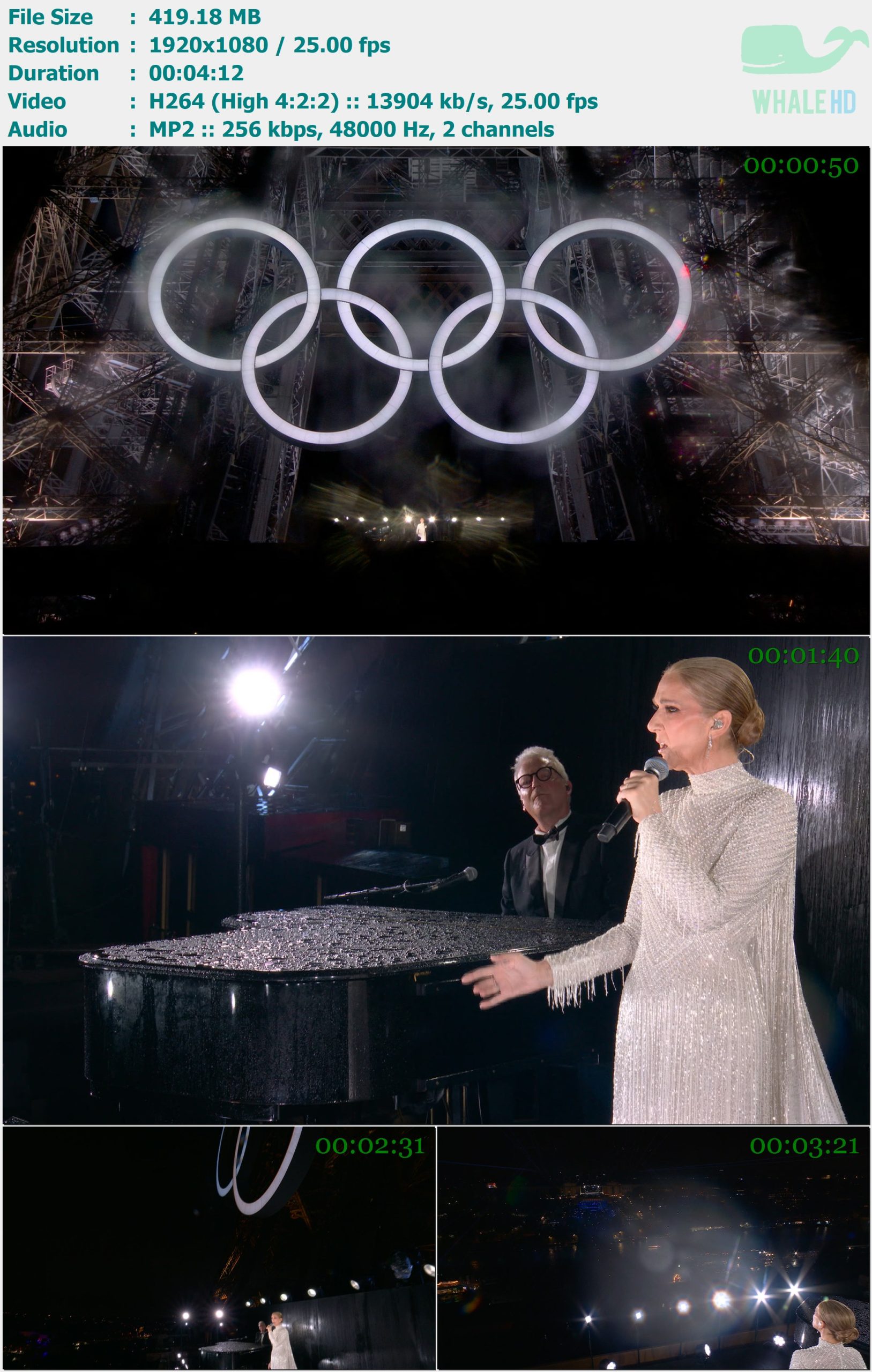 Céline Dion 席琳·迪翁 - Hymne À L'amour (Olympic Games Opening Ceremony Paris 26.07.2024) HDTV 1080i+2160p H264 - 399.18MB+419.18MB