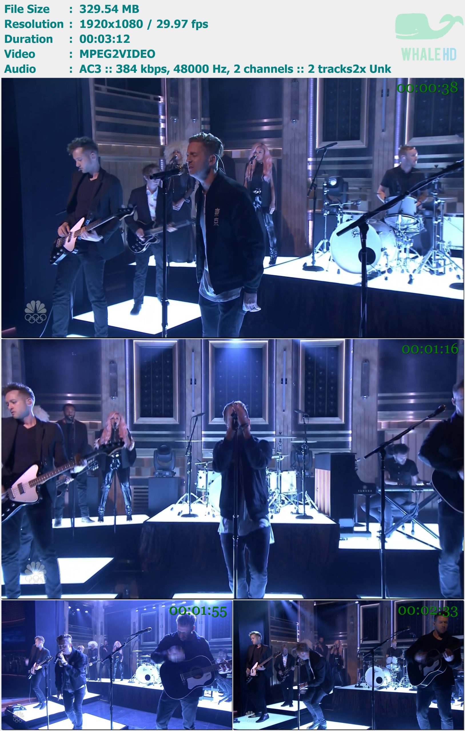 OneRepublic - Wherever I Go 2016 (Live At The 𝐓𝐨𝐧𝐢𝐠𝐡𝐭 𝐒𝐡𝐨𝐰 ) 2016 HDTV 1080i MPEG2 - 329.54MB