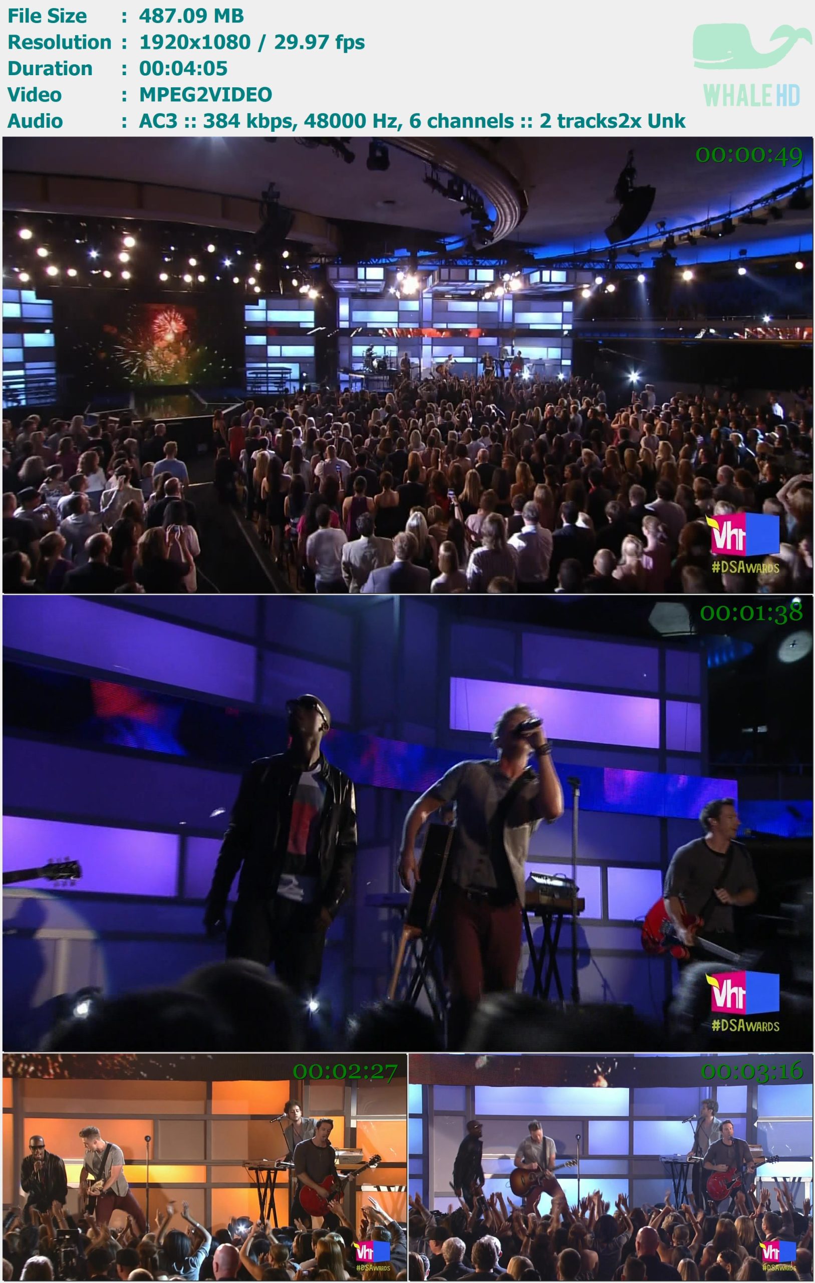 OneRepublic feat. B.o.B - Good ife (VH1 Do Something Awards 2011) HDTV 1080i MPEG2 - 487.09MB