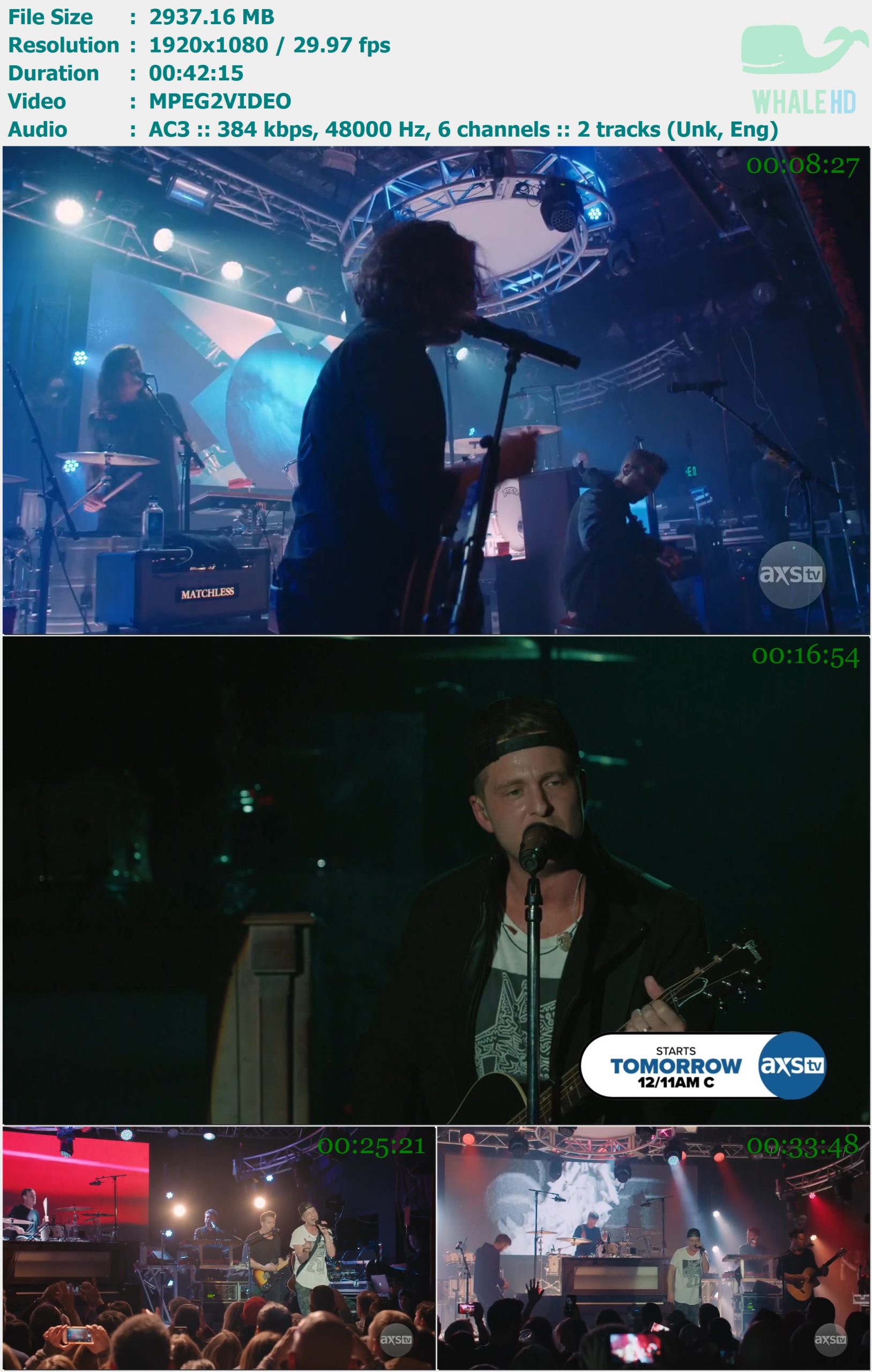 OneRepublic - Live From the Artists Den 2017 HDTV 1080i MPEG2 - 2.87GB