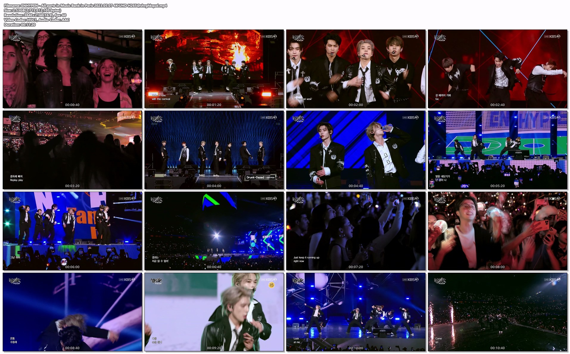 ENHYPEN - All parts in Music Bank in Paris 2023.05.07 HDTV 2160p H265 - 2.53GB