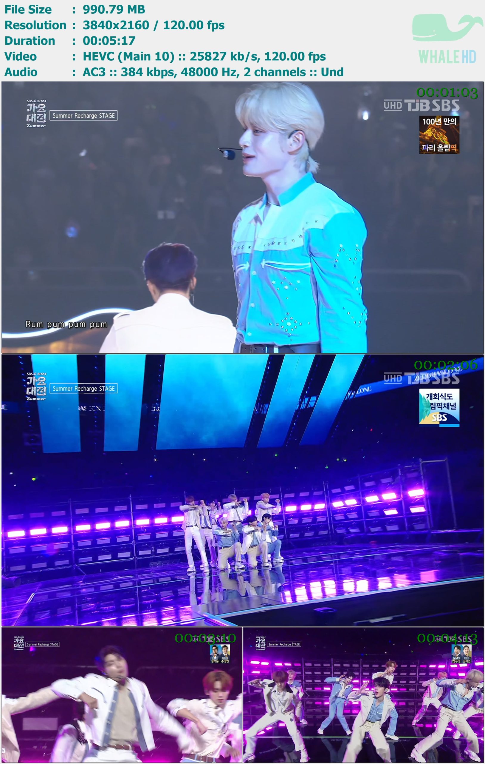 ZEROBASEONE - Sunday RIDE + SWEAT (2024 𝐒𝐁𝐒 Gayo Daejun SBS歌谣大战 2024.07.21) HDTV 2160p H265 - 990.79MB