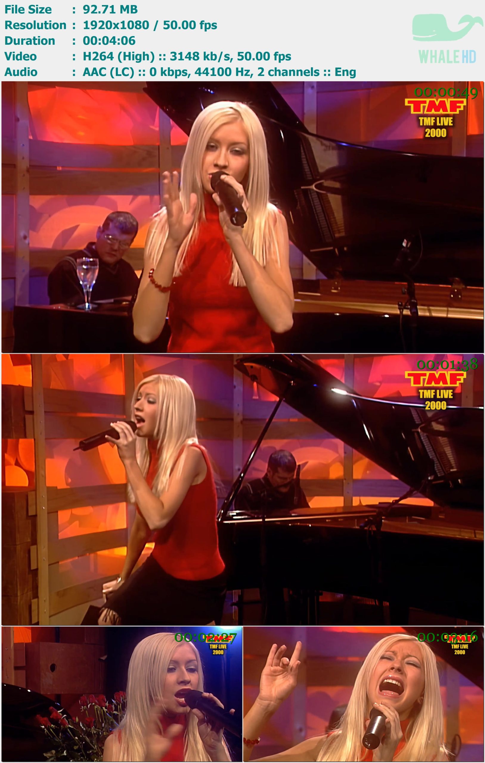 Christina Aguilera - Reflection (Live at TMF LIVE in 2000) YT 1080p H264 - 92.71MB