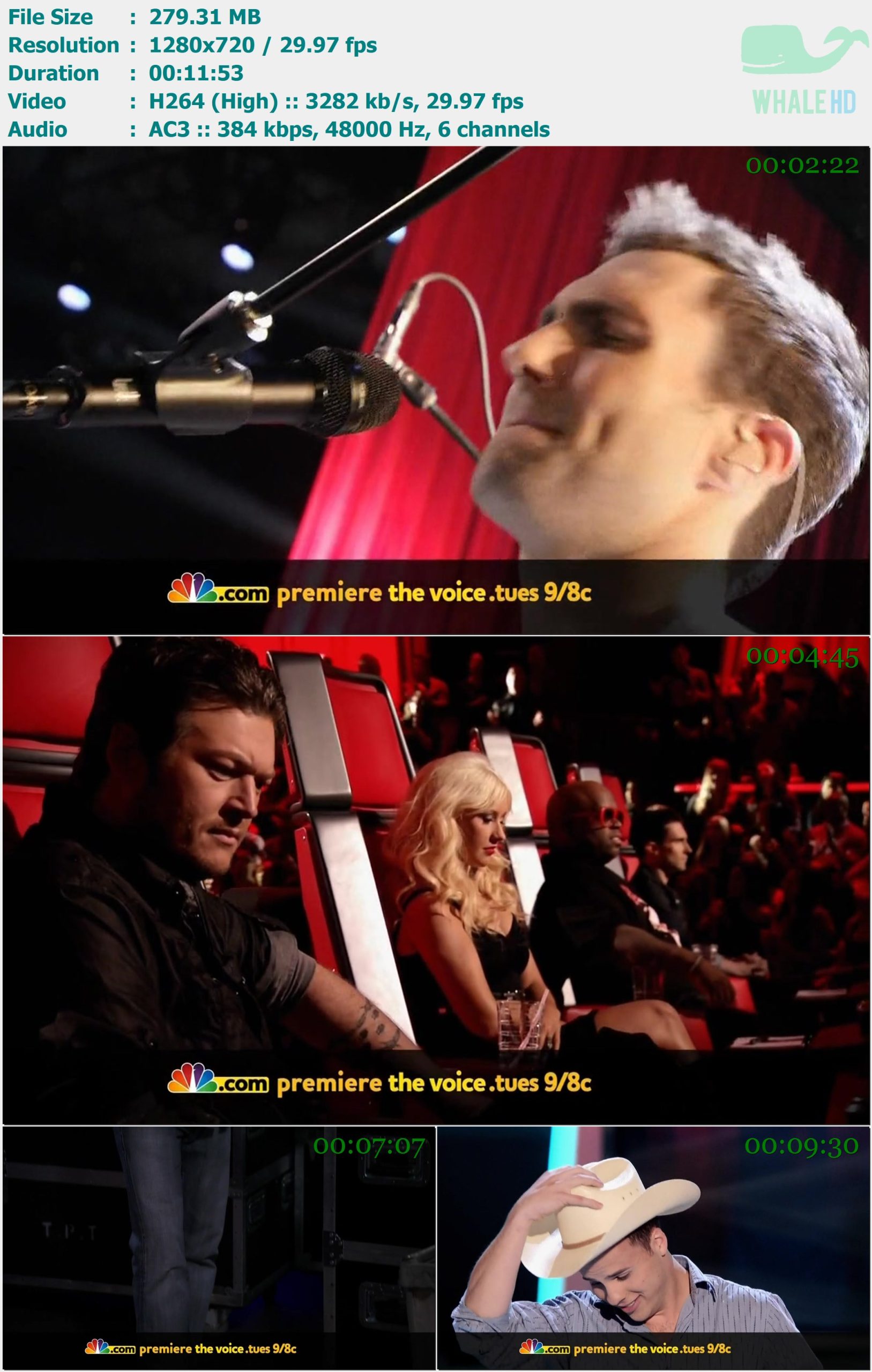 Christina Aguilera, Cee Lo Green, Adam Levine, Blake Shelton - Crazy (The Voice Show 2011) HDTVRip 720p H264 - 279.31MB