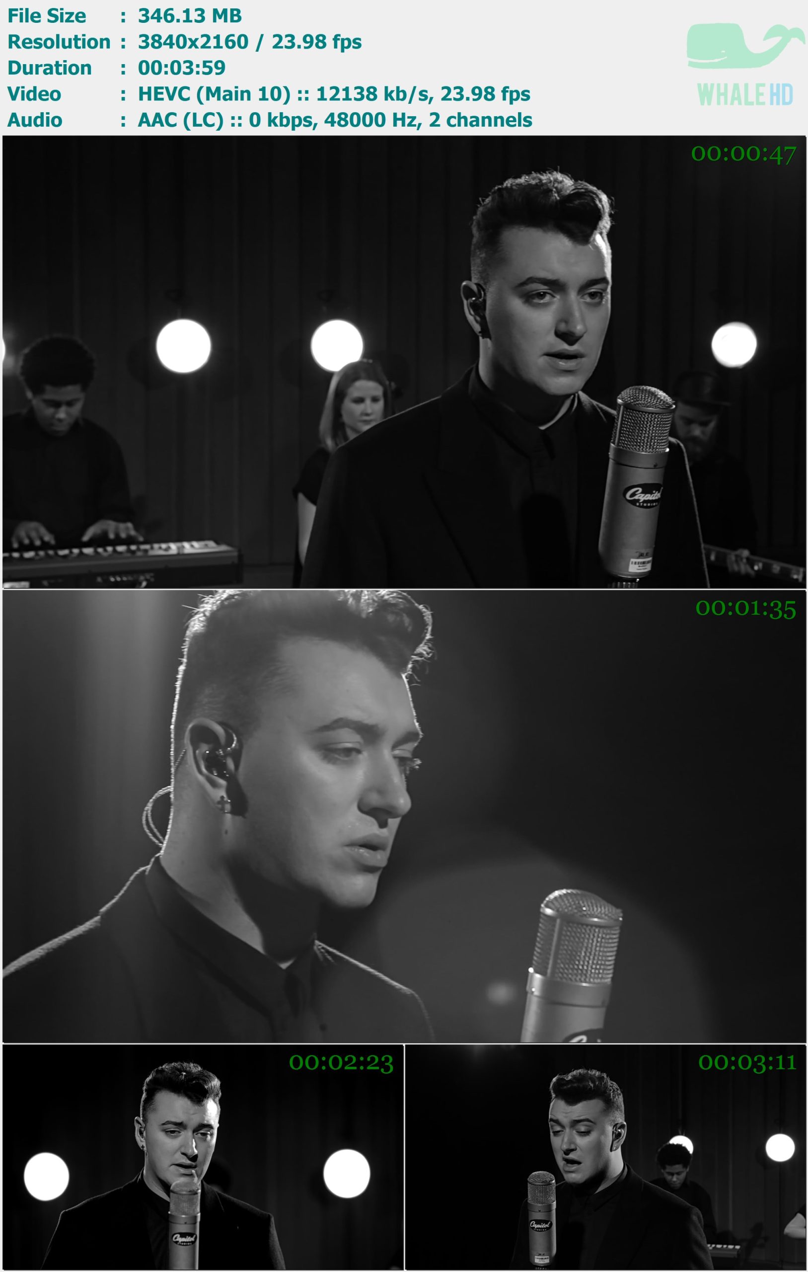 Sam Smith - I'm Not The Only One (1 Mic 1 Take At Capitol Studios In The Lonely Hour 10th Anniversary Edit) 2024 AM 2160p H265 - 346.13MB