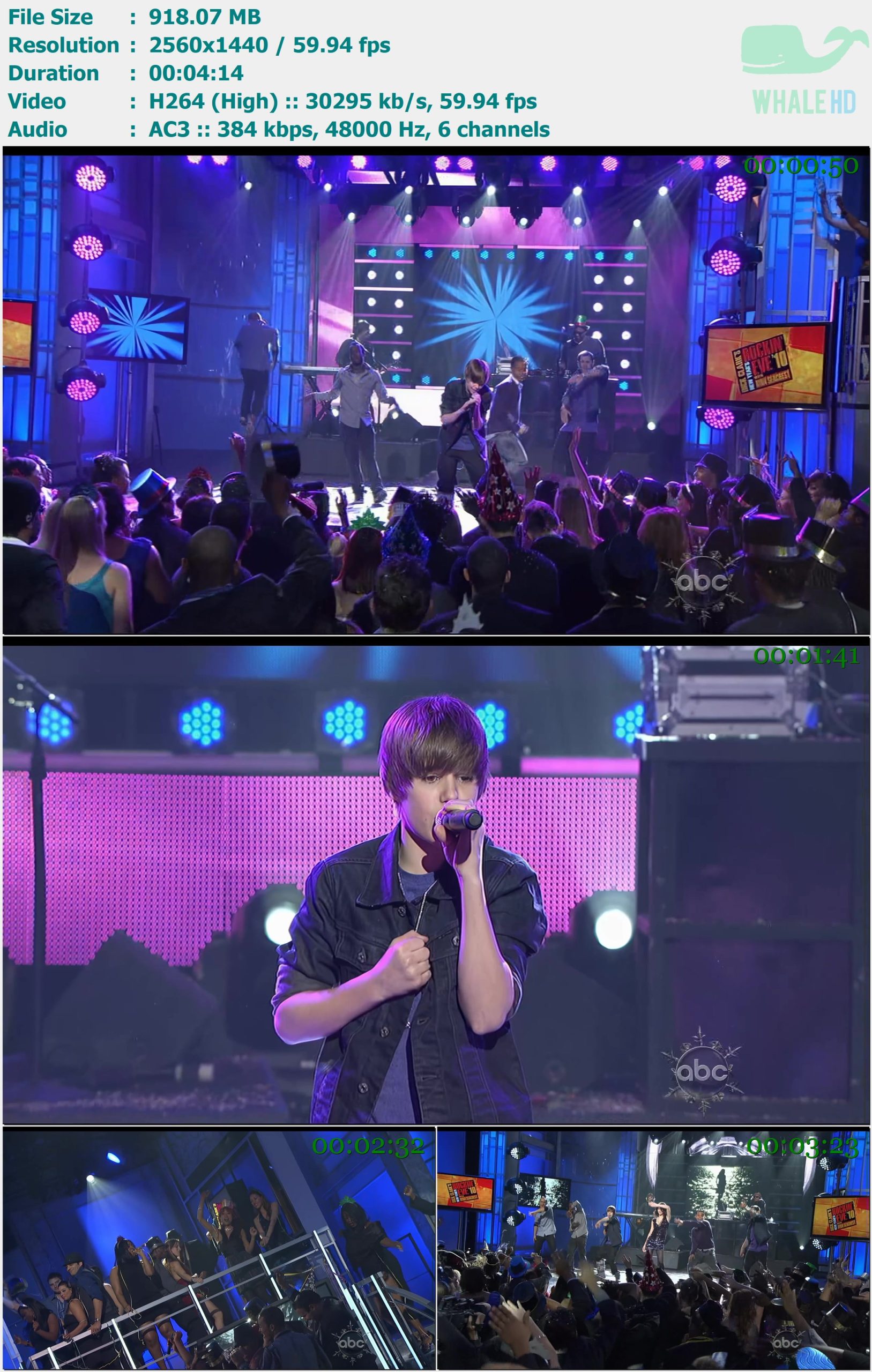 Justin Bieber feat. Selena Gomez - One Less Lonely Girl (Dick Clark's New Year's Rockin' Eve) 2009 HDTV 720p+1440p MPEG2+H265 - 364.55MB+918.07MB