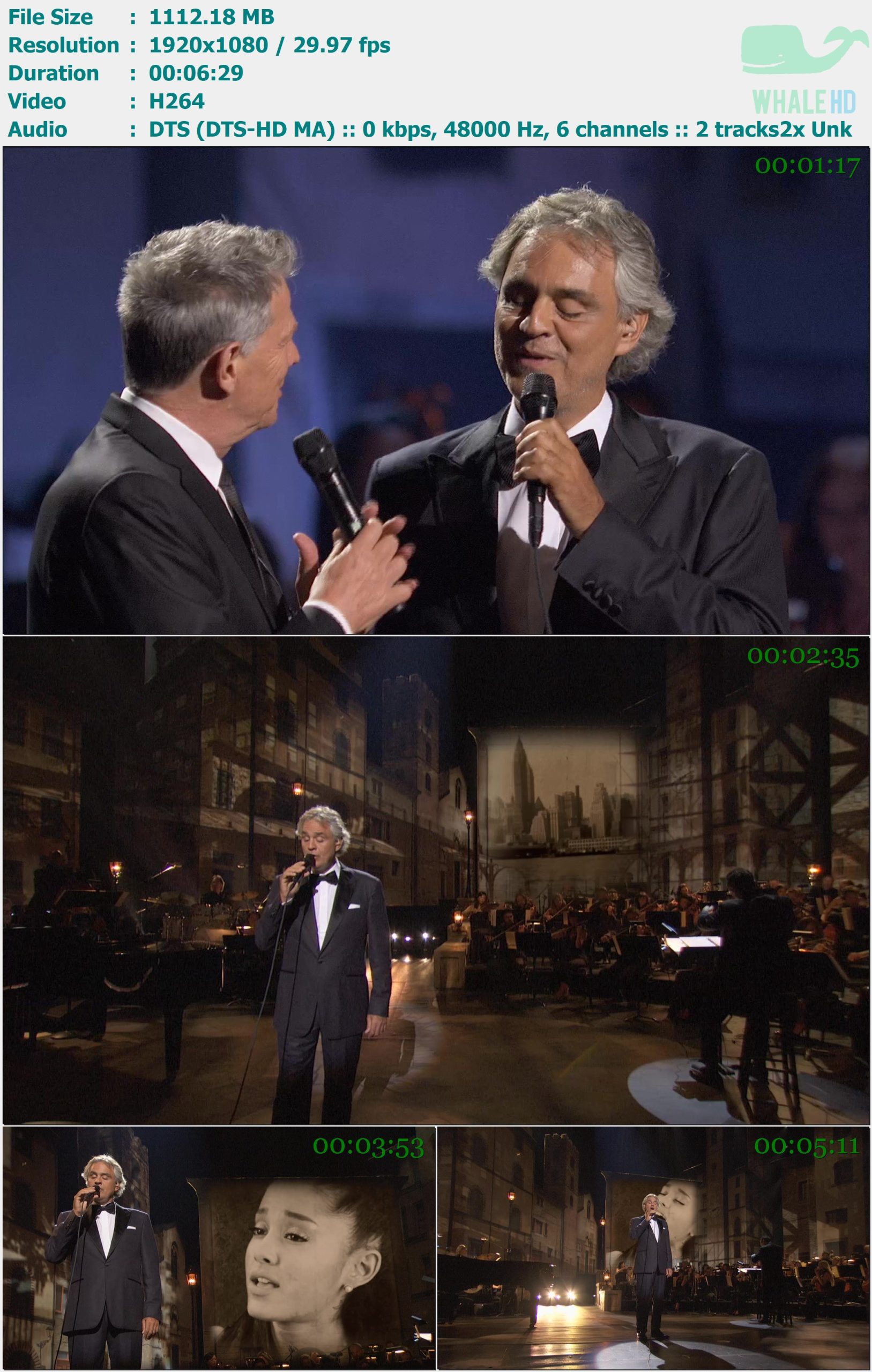 Andrea Bocelli, Ariana Grande - E Più Ti Penso Live (from Once Upon A Time in America) 2015 Blu-ray 1080i H264 - 1.09GB