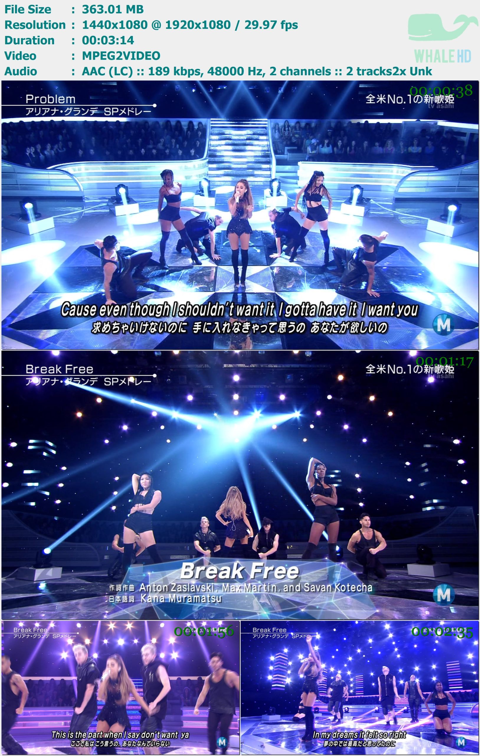 Ariana Grande - Problem & Break Free (Live @ Music Station,2014.09.12) HDTV 1080i MPEG2 - 363.01MB