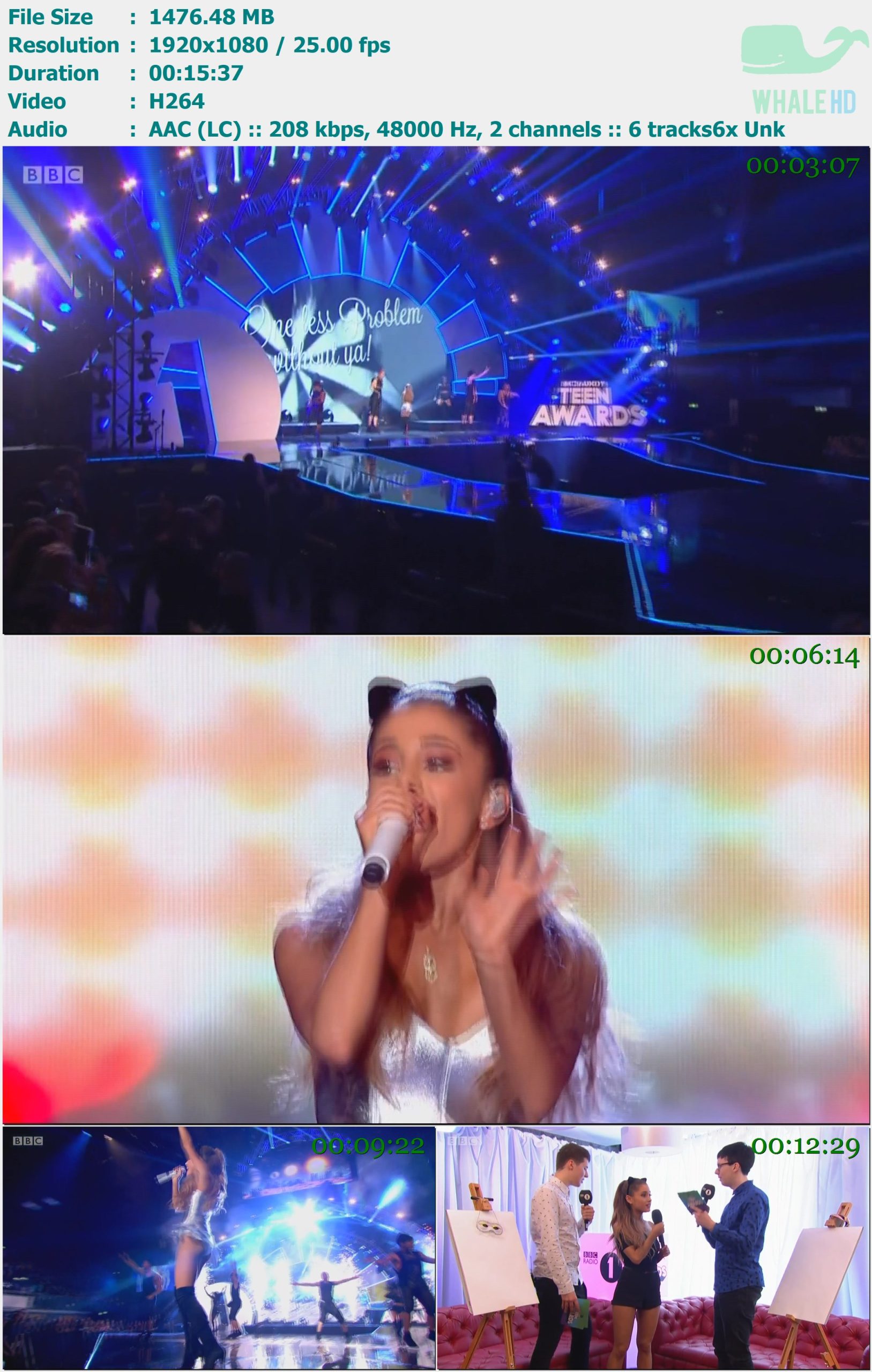 Ariana Grande - Problem ,Bang Bang ,Break Free & Drawing Backstage (𝐁𝐁𝐂 𝐑𝐚𝐝𝐢𝐨 1's Teen Awards 2014) HDTV 1080i H264 - 1.44GB