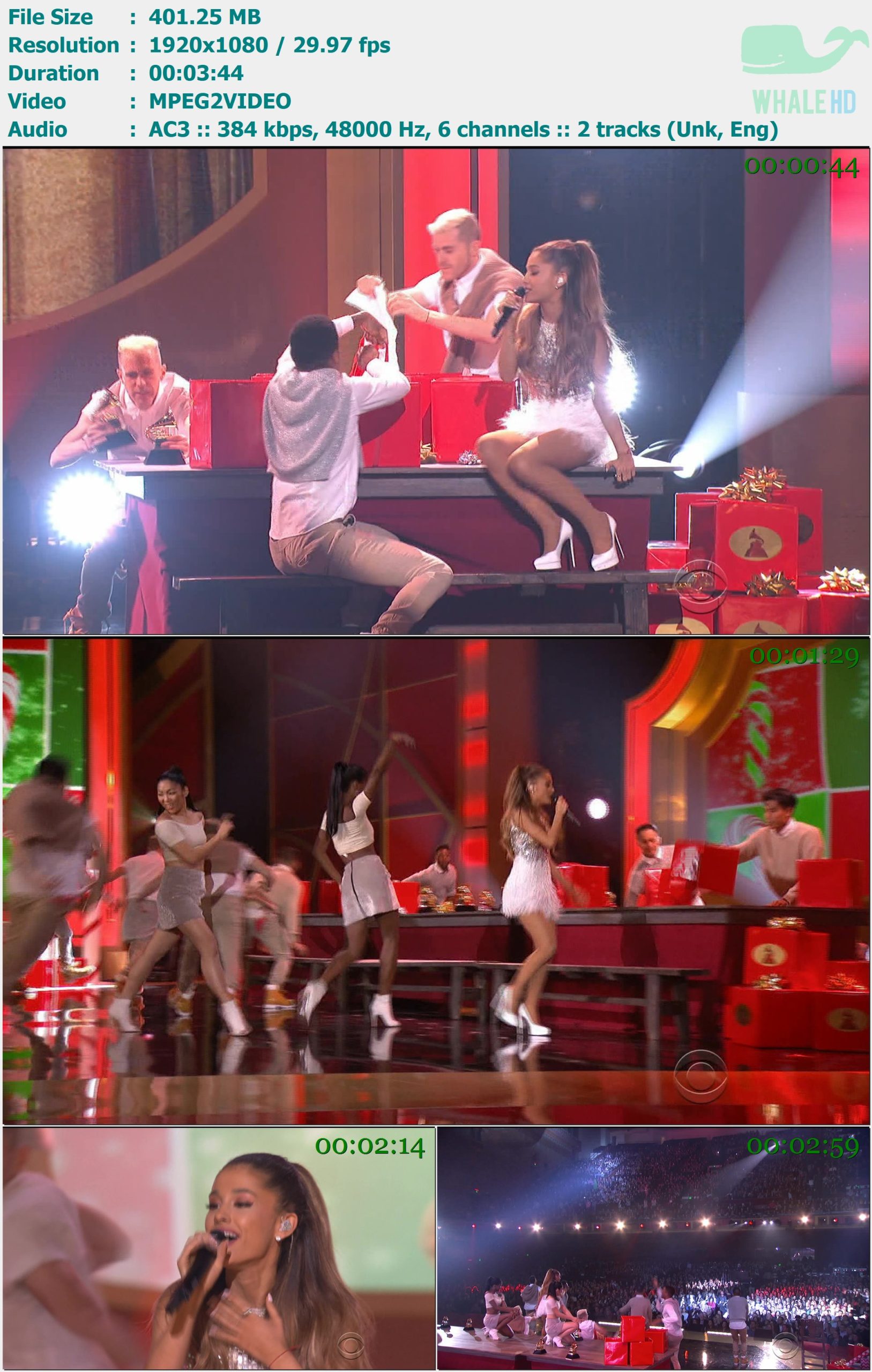 Ariana Grande - Santa Tell Me (A Very Grammy Christmas 12-5-2014) HDTV 1080i MPEG2 - 401.25MB