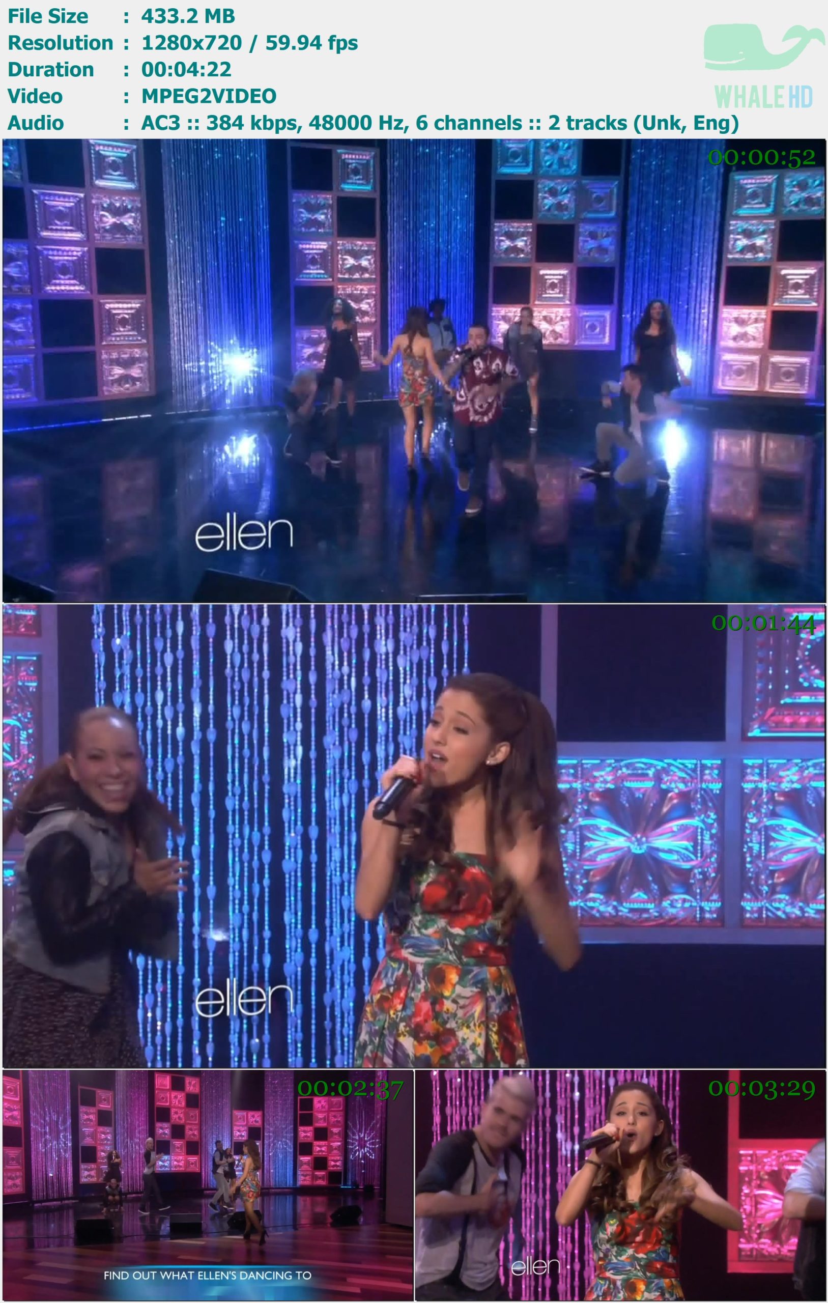 Ariana Grande - The Way (𝐄𝐥𝐥𝐞𝐧 𝐒𝐡𝐨𝐰 05-29-2013) HDTV 720p MPEG2 - 433.20MB