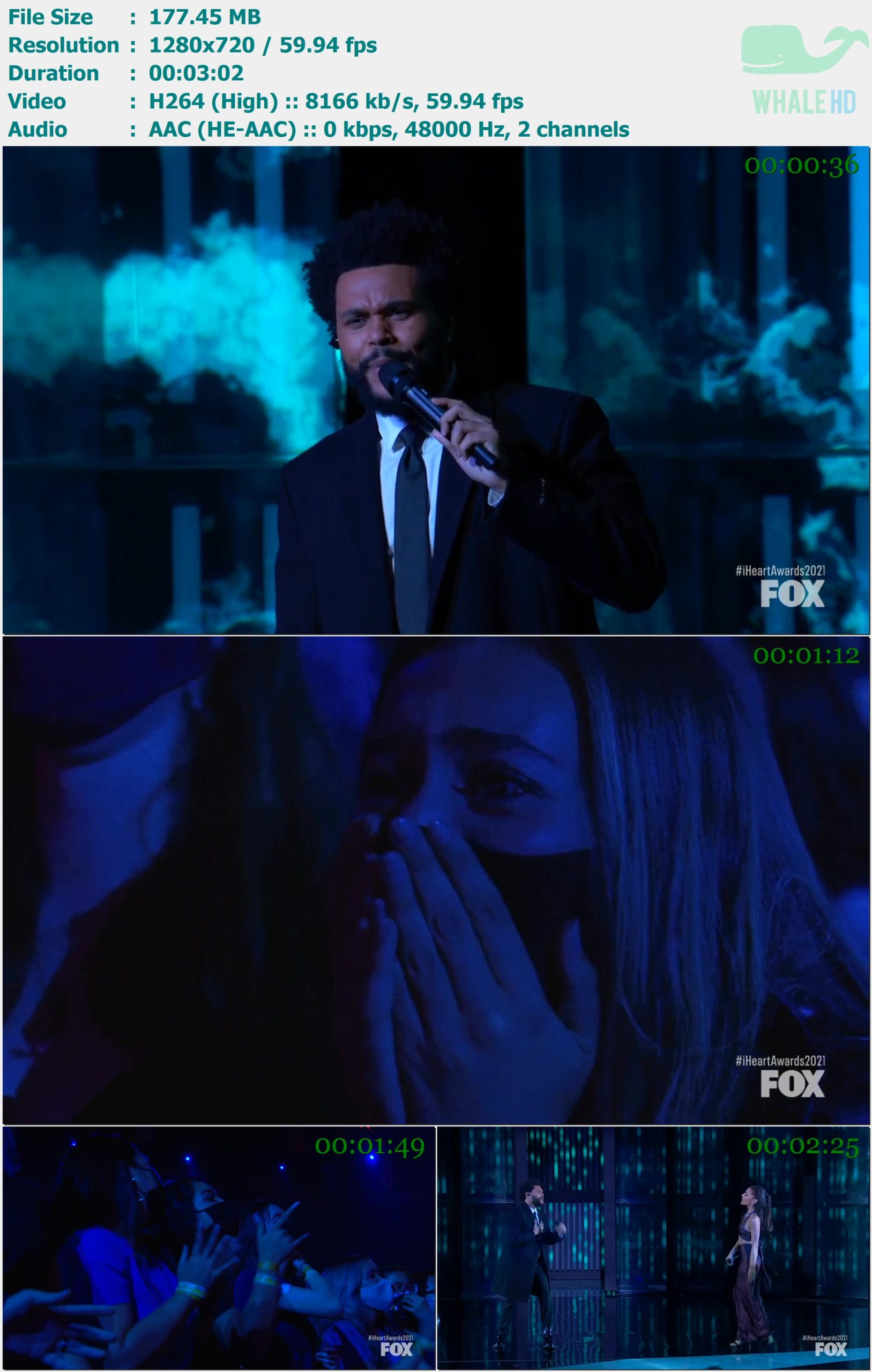 Ariana Grande & The Weeknd - Save Your Tears (Remix) (iHeartRadio Music Awards 2021) WEB-DL 720p H264 - 177.45MB