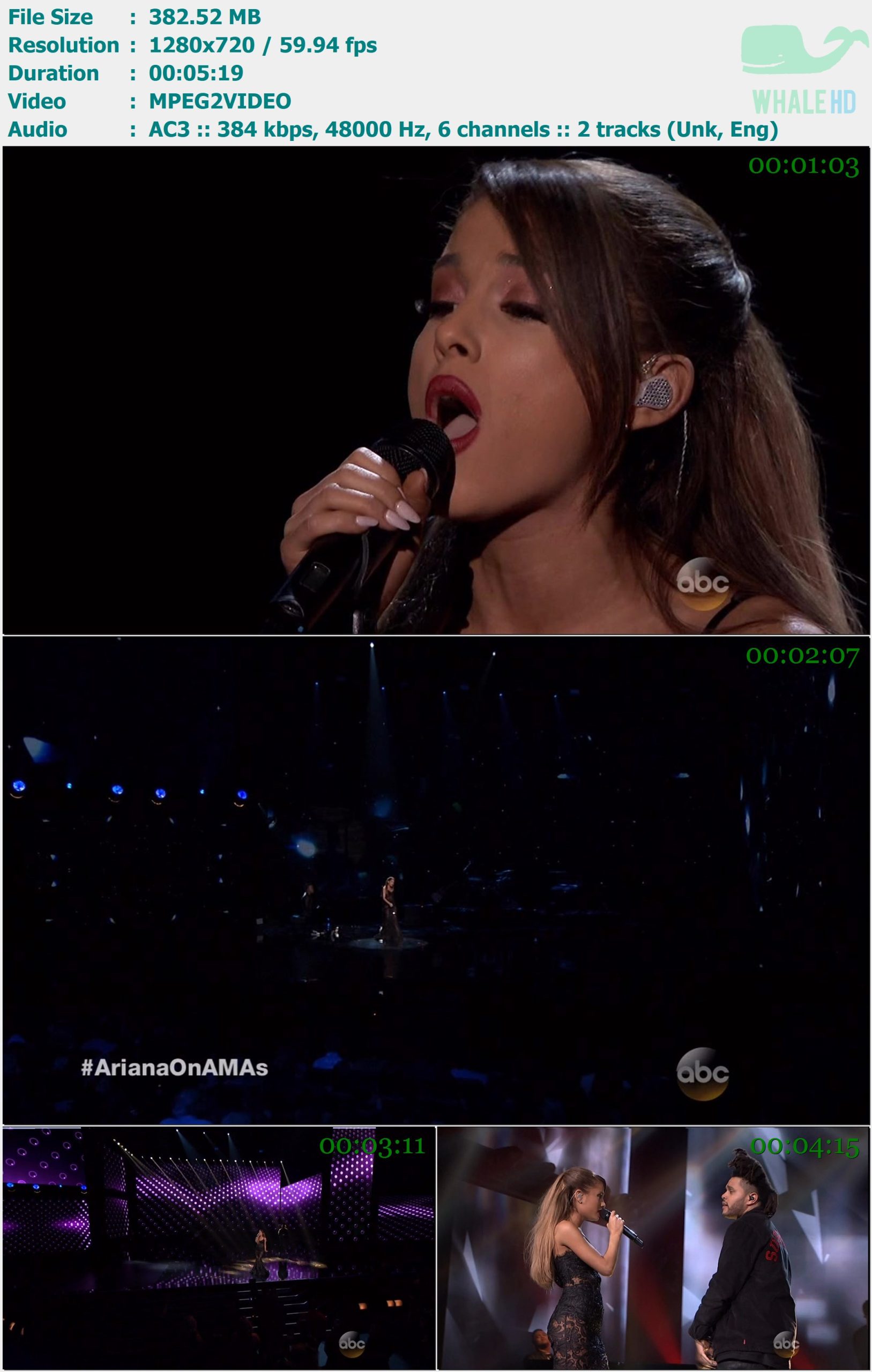 Ariana Grande feat. The Weeknd - Problem + Break Free + Love Me Harder (𝐀𝐦𝐞𝐫𝐢𝐜𝐚𝐧 𝐌𝐮𝐬𝐢𝐜 𝐀𝐰𝐚𝐫𝐝𝐬) 2014 HDTV 720p MPEG2 - 382.52MB