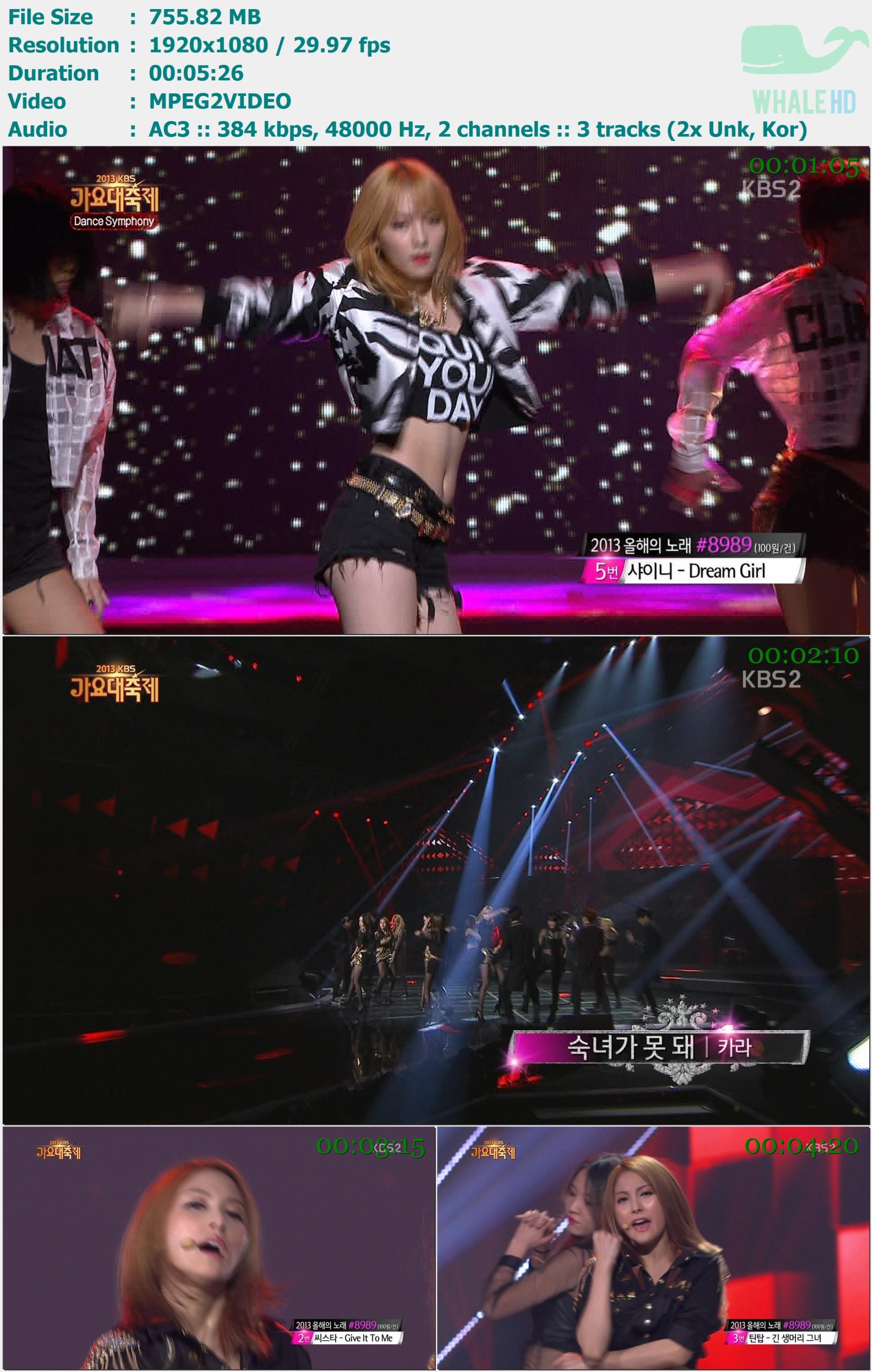 Kara - Body Party + Damaged Lady (KBS Gayo Daejun 2013-12-27) HDTV 1080i MPEG2  - 755.82MB