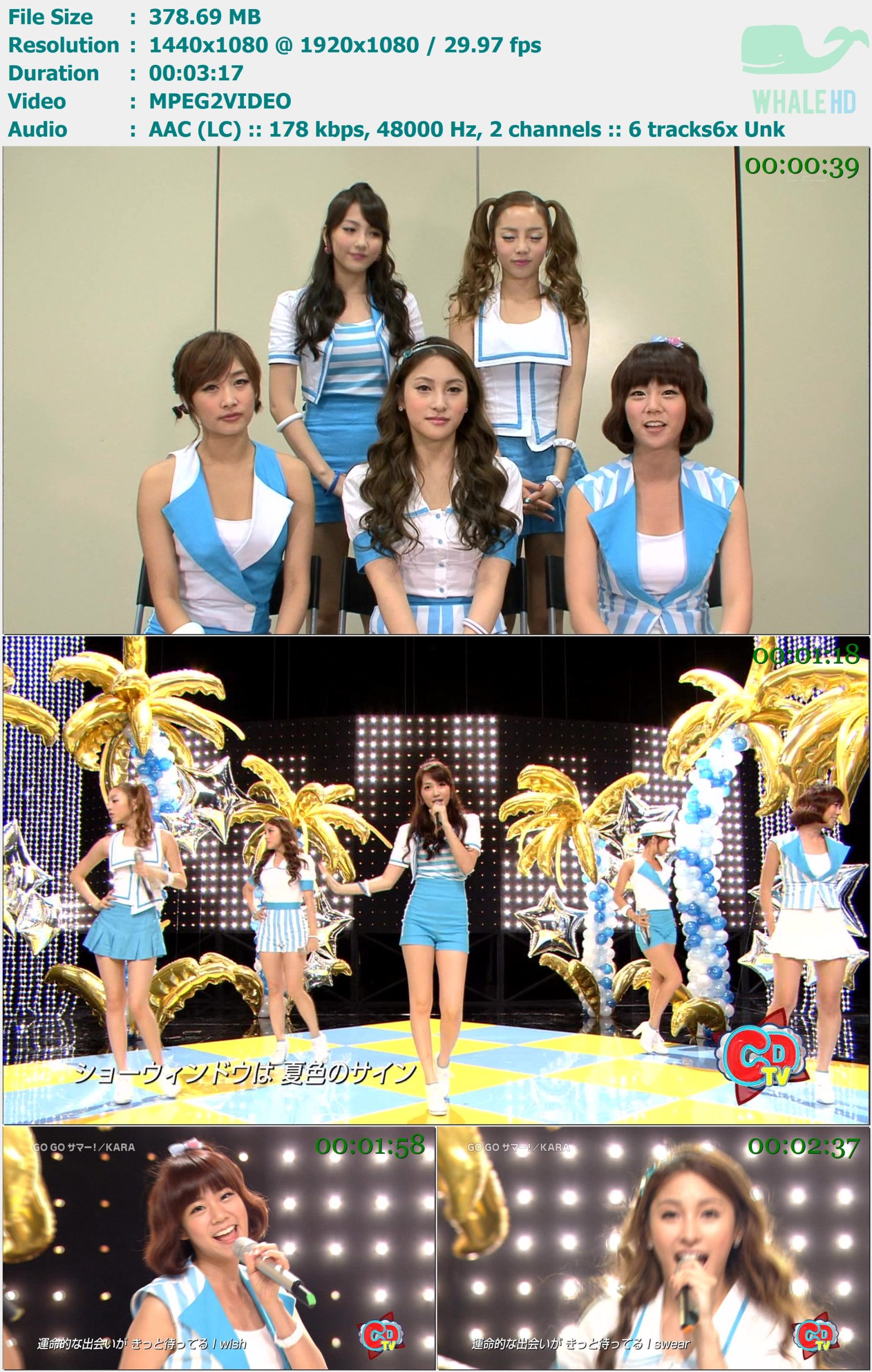 Kara - GO GO SUMMER! + Talk (CDTV - 2011-07-03) HDTV 1080i MPEG2/H264 - 378.69MB