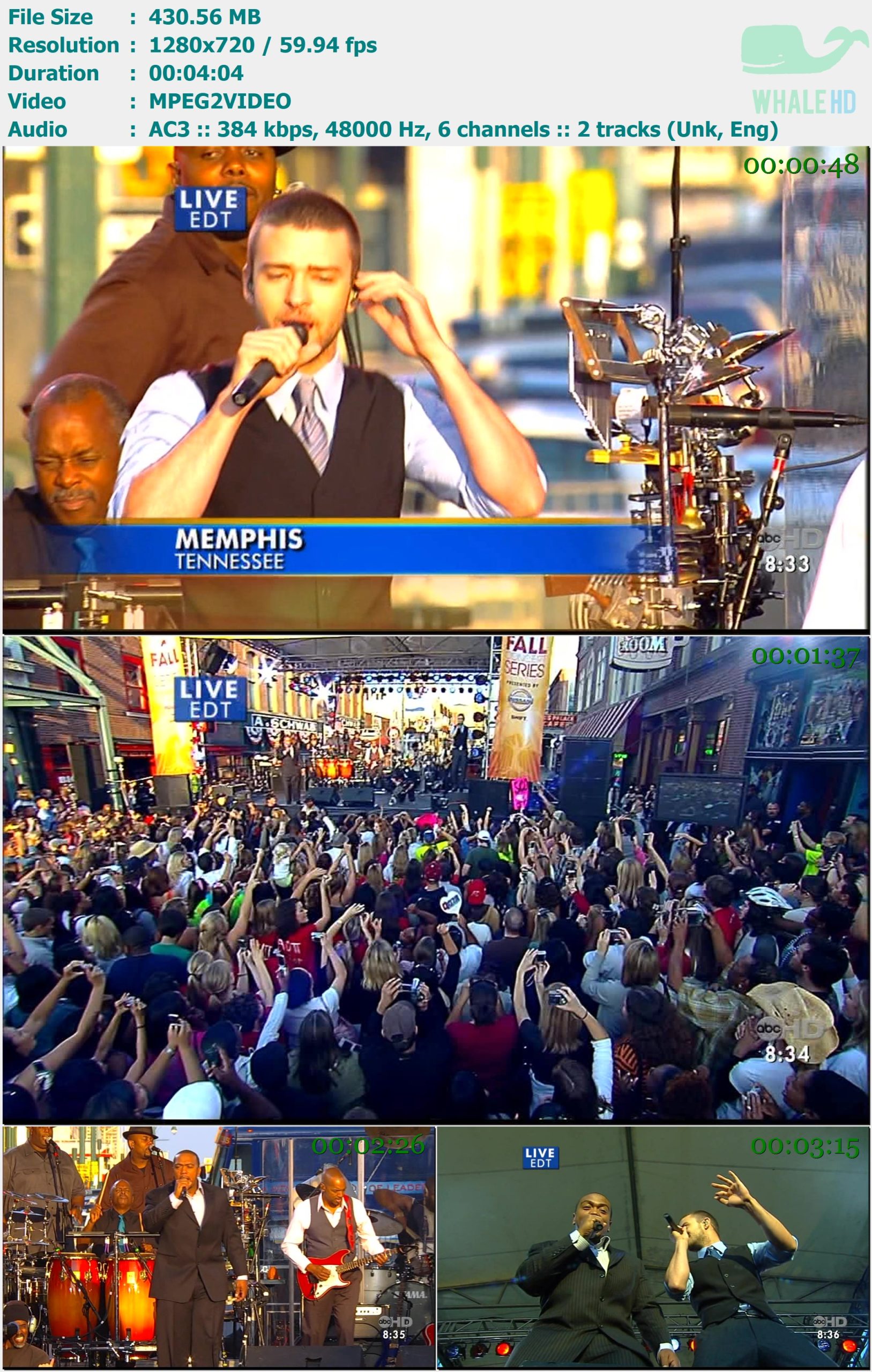 Justin Timberlake feat. Timbaland - SexyBack (Good Morning America 15Sep2006) HDTV 720p MPEG2 - 430.56MB