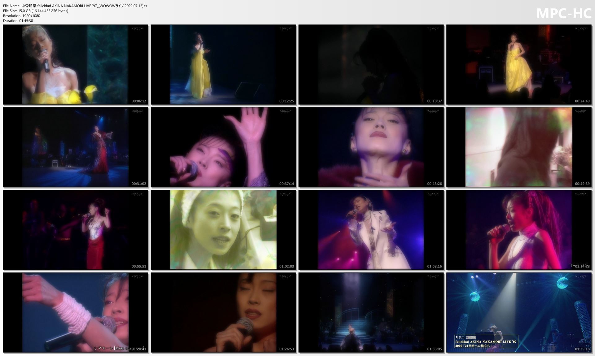 中森明菜 Akina Nakamori - 中森明菜 felicidad AKINA NAKAMORI LIVE '97 (WOWOWライブ 2022.07.13) HDTV 1080i MPEG2 - 15.04GB