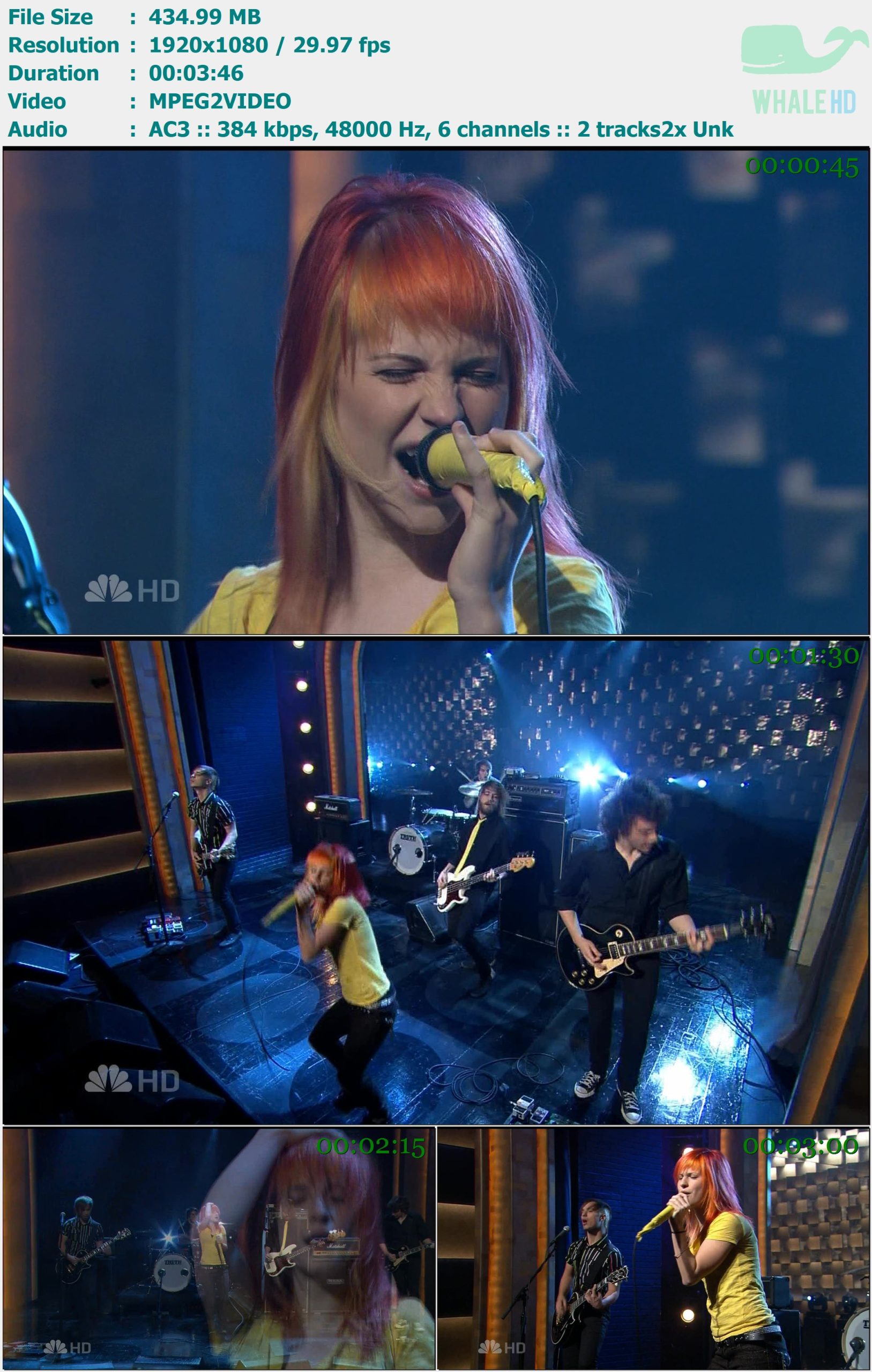 Paramore - Misery Business (Live @ Conan O'Brain Show 08.10.2007) HDTV 1080i MPEG2 - 434.99MB