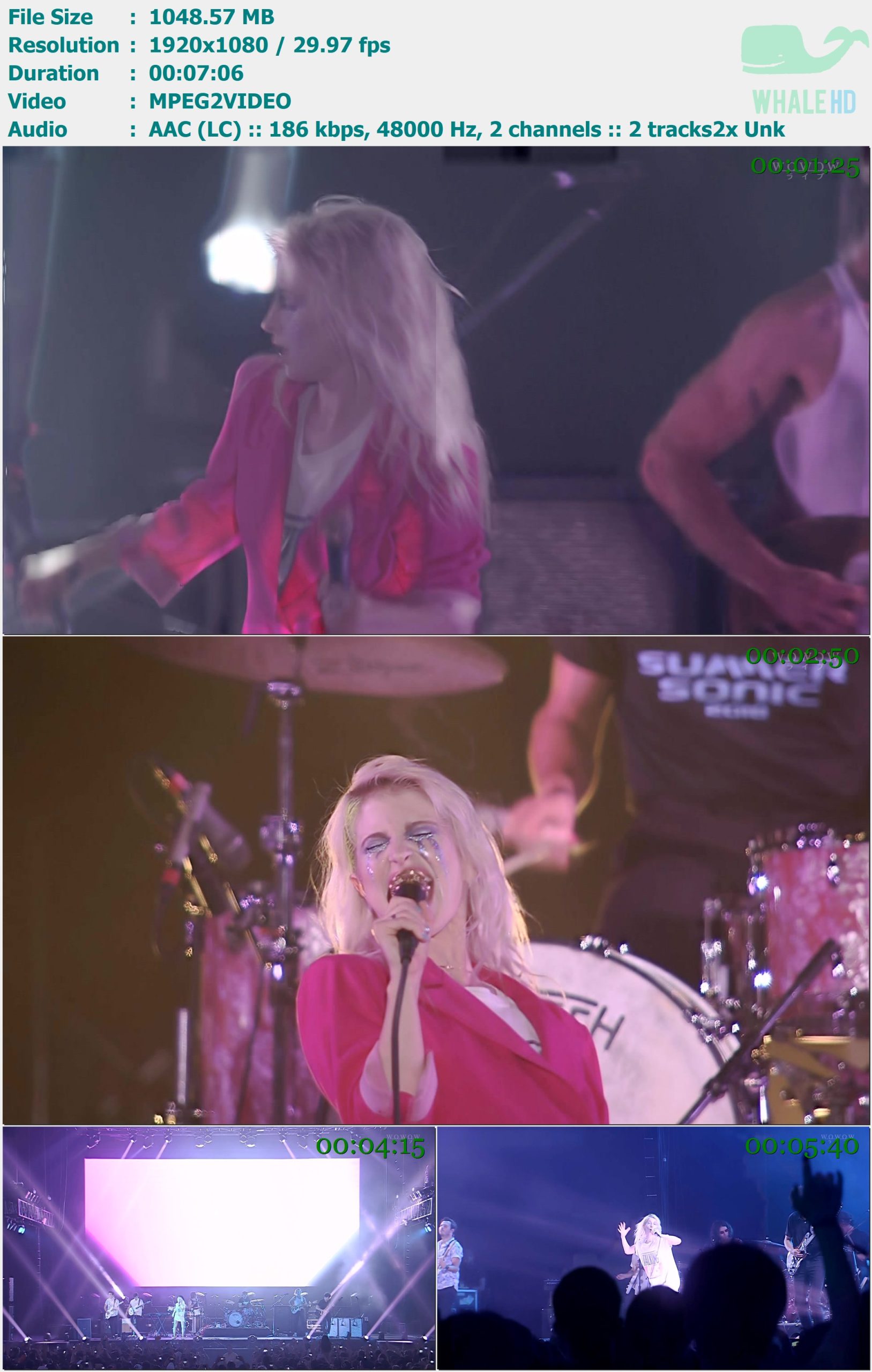 Paramore - Summer Sonic 2018 HDTV 1080i MPEG2 - 1.02GB