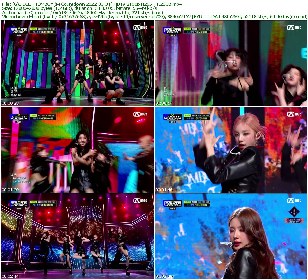 (G)I-DLE - TOMBOY (M Countdown 2022-03-31) HDTV 2160p H265 - 1.20GB