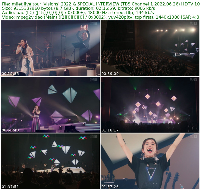 milet live tour 'visions' 2022 & SPECIAL INTERVIEW (TBS Channel 1 2022.06.26) HDTV 1080i MPEG2 - 8.68GB