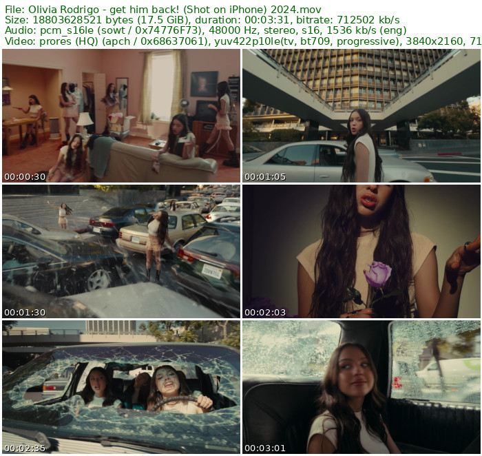 Olivia Rodrigo - get him back! 2024 Master 2160p ProRes - 17.51GB