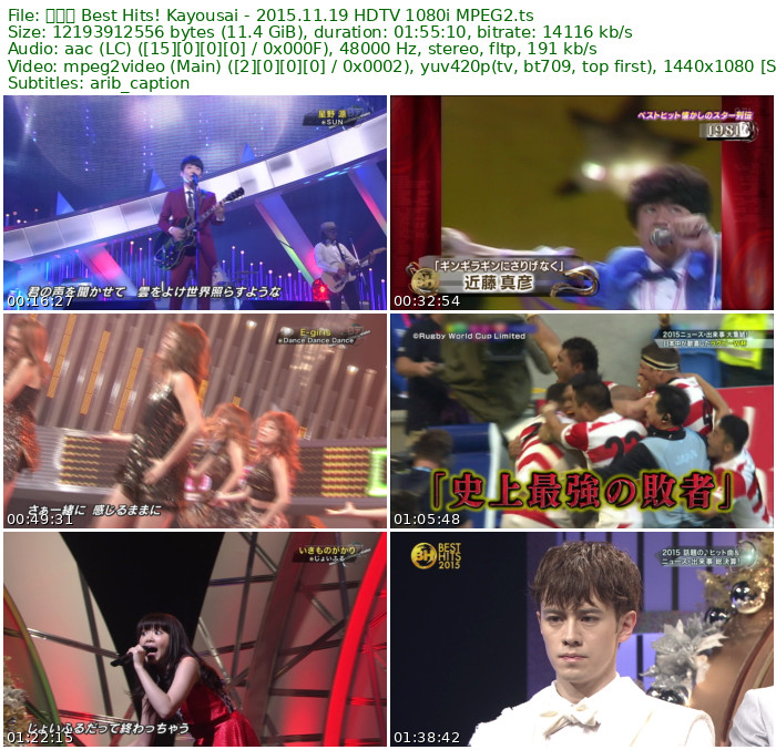 歌谣祭 Best Hits! Kayousai - 2015.11.19 HDTV 1080i MPEG2 - 11.36GB