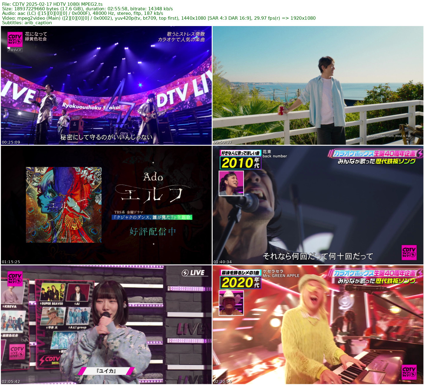 CDTV 2025-02-17 HDTV 1080i MPEG2 - 17.64GB