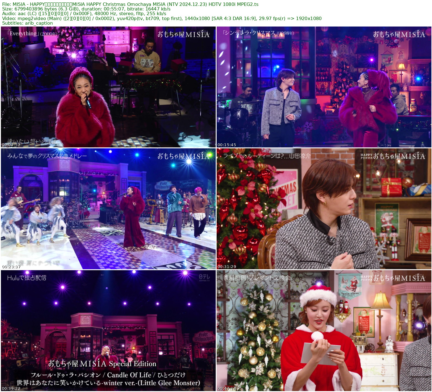MISIA - HAPPYクリスマスおもちゃ屋MISIA HAPPY Christmas Omochaya MISIA (NTV 2024.12.23) HDTV 1080i MPEG2 - 6.33GB
