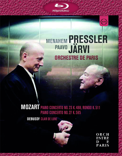 W.A.Mozart - Piano Concertos Nos. 23 K. 488, 27 K. 595, Rondo in A Minor K. 511; Claude Debussy - Clair de lune (Menahem Pressler, Orchestre de Paris, Paavo Jarvi) 2014 BD蓝光原盘 1080i H264 - 20.22GB