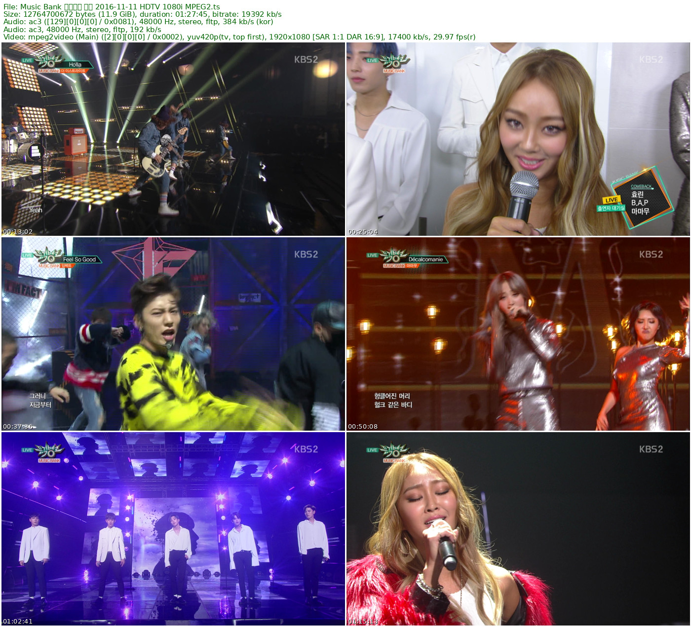 Music Bank 音乐银行 全场 2016-11-11 HDTV 1080i MPEG2 - 11.89GB
