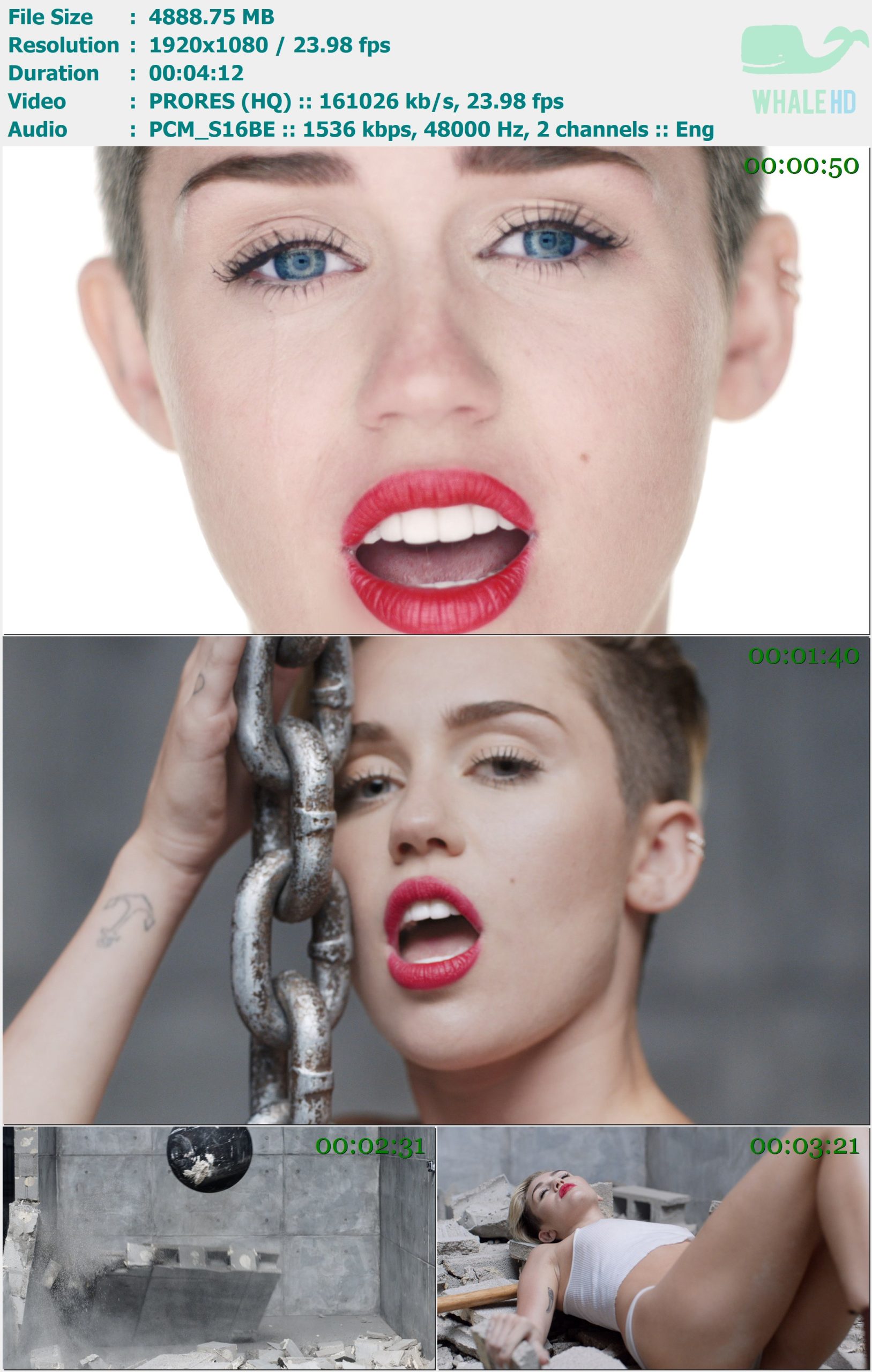 Miley Cyrus - Wrecking Ball 2013 Master 1080p ProRes - 4.77GB