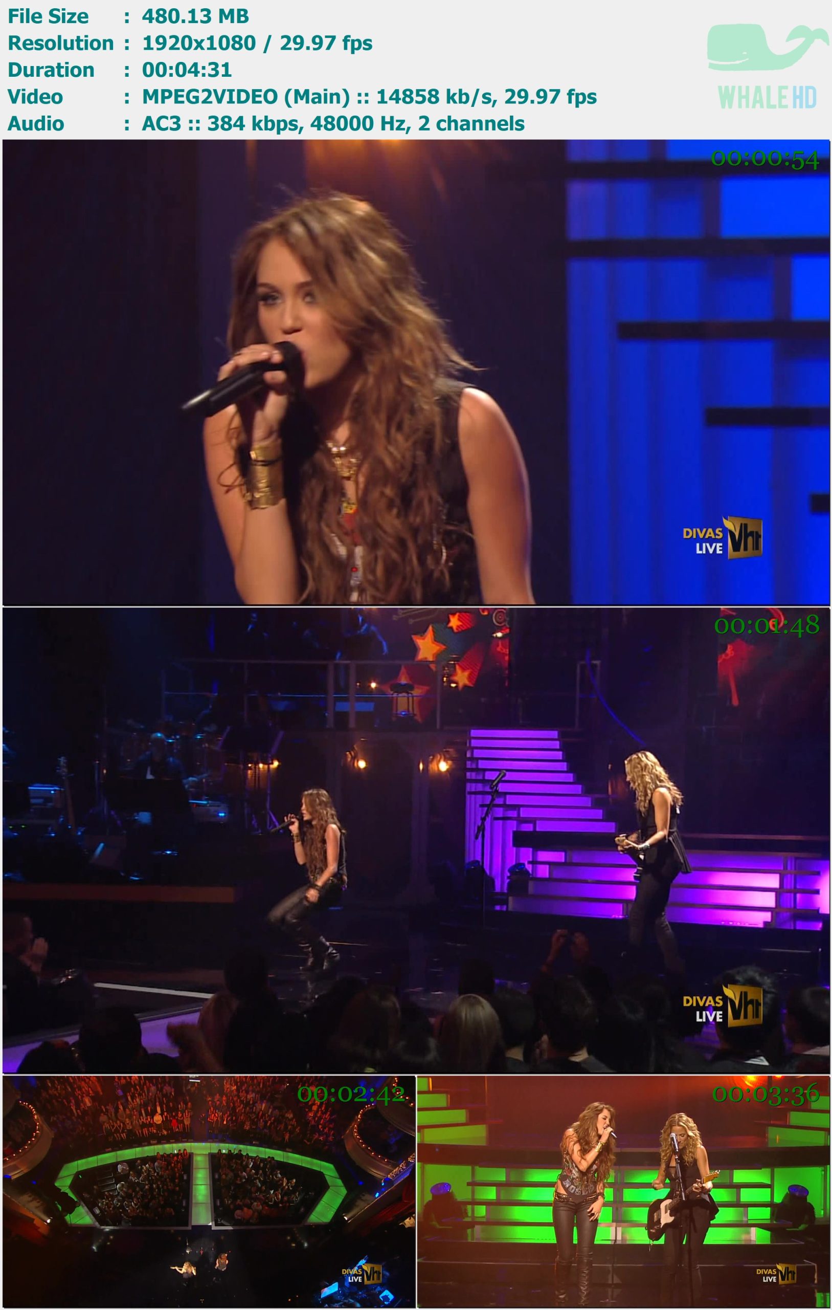 Miley Cyrus & Sheryl Crow - If It Makes You Happy (VH1 Divas 09.17.2009) HDTV 1080i MPEG2 - 480.13MB