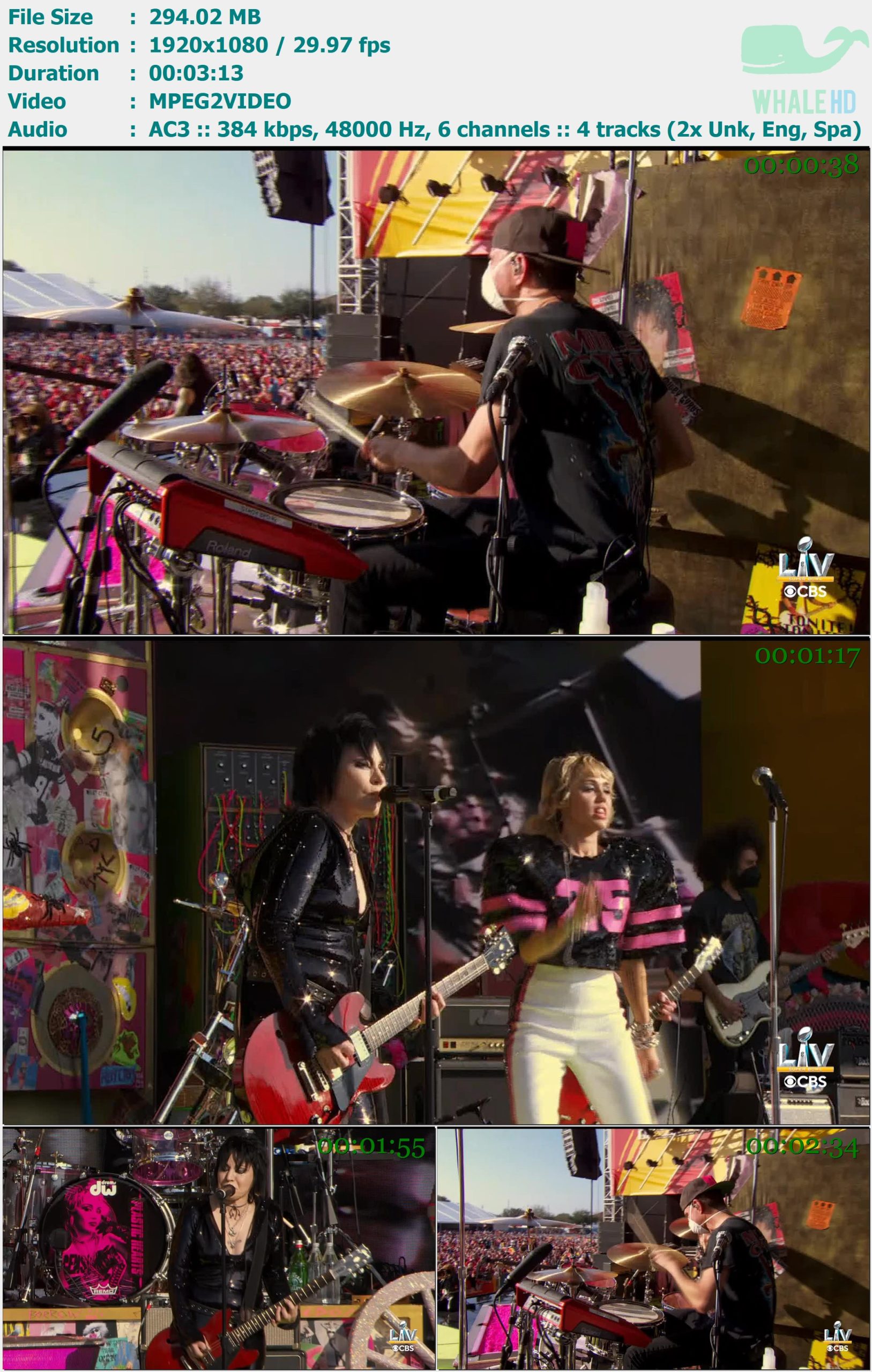 Miley Cyrus and Joan Jett - Bad Karma (Super Bowl LV Pre-Show Performance 2021) HDTV 1080i MPEG2 - 294.02MB