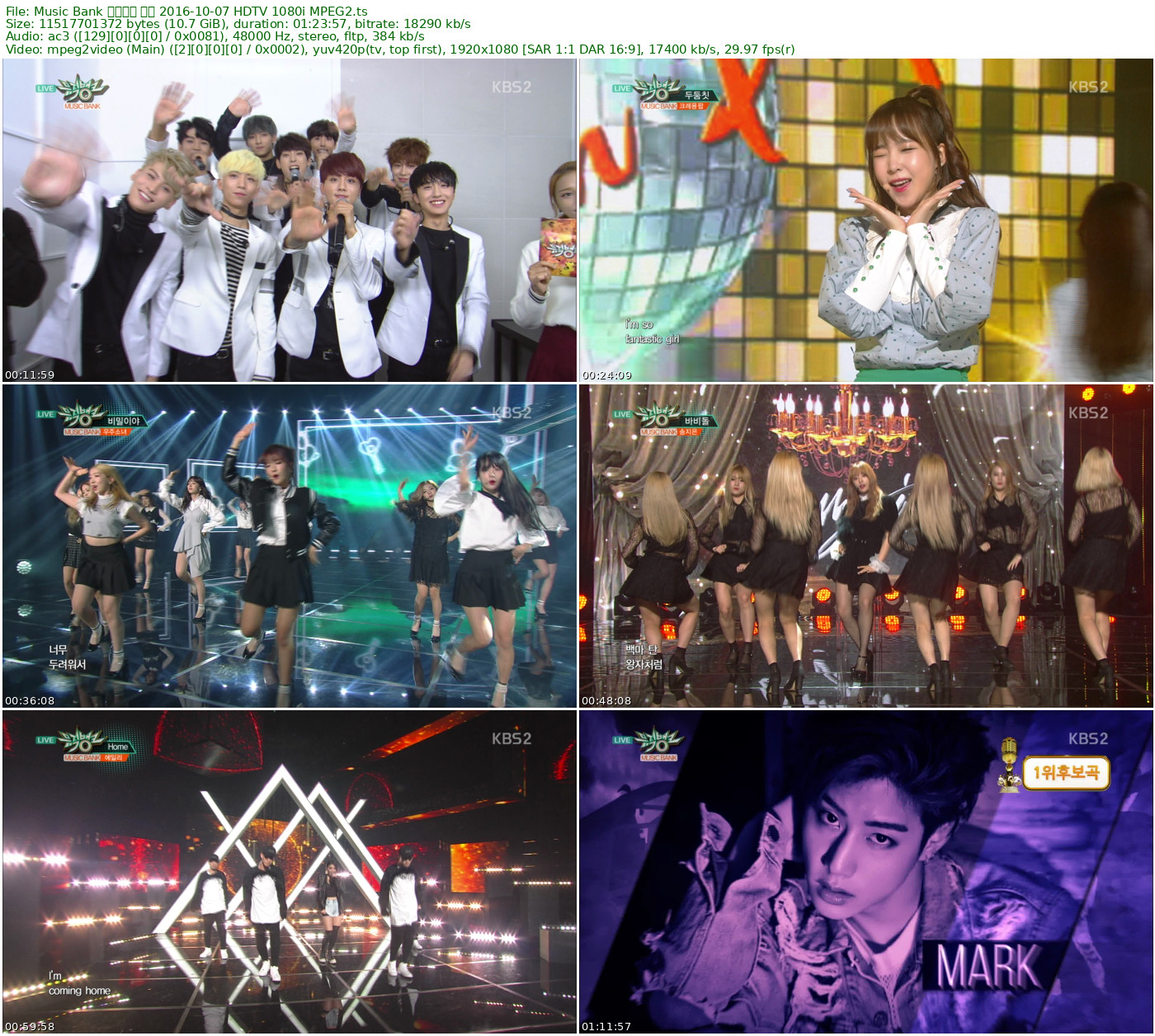 Music Bank 音乐银行 全场 2016-10-07 HDTV 1080i MPEG2 - 10.73GB