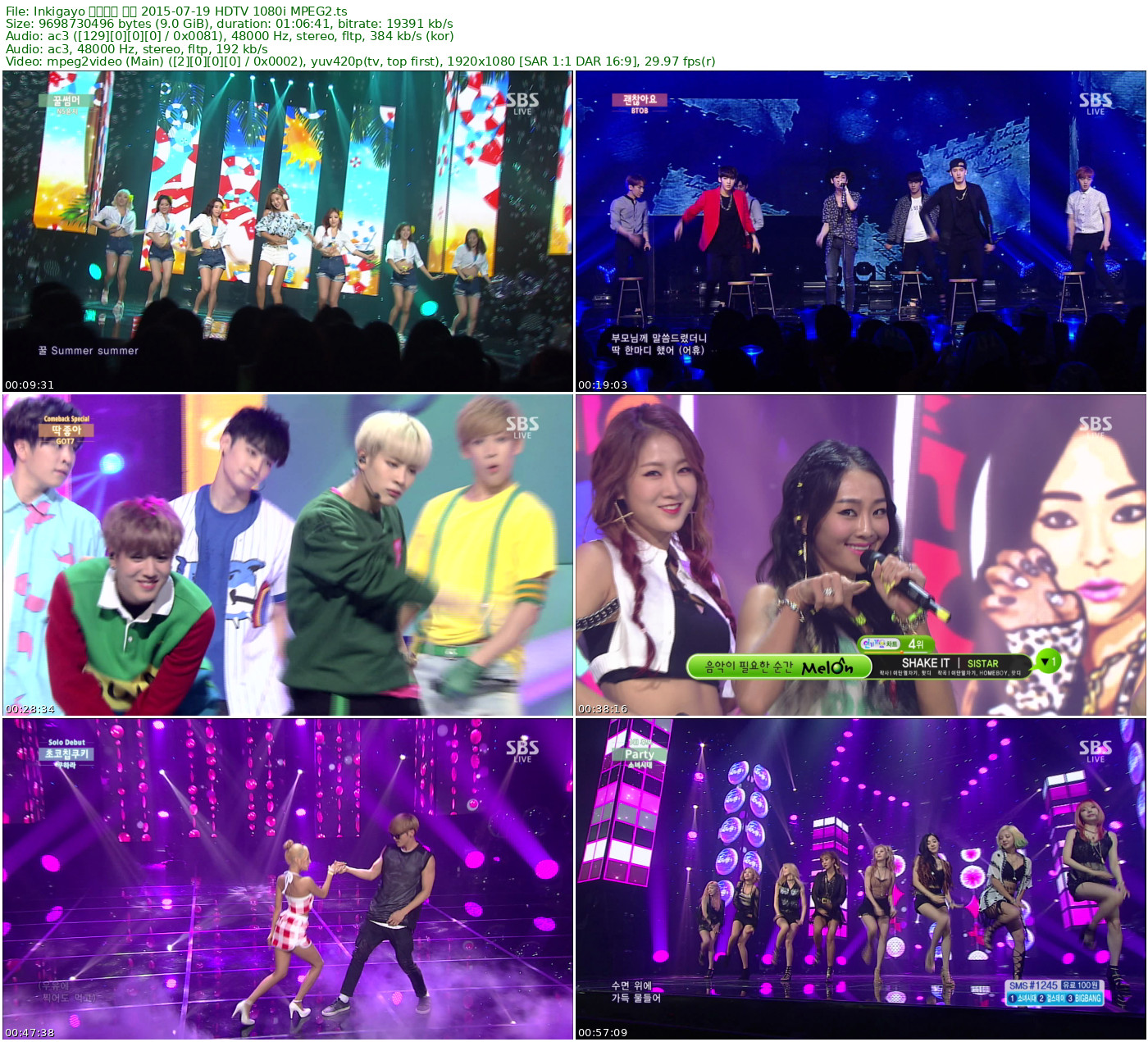 𝐈𝐧𝐤𝐢𝐠𝐚𝐲𝐨 人气歌谣 全场 2015-07-19 HDTV 1080i MPEG2 - 9.03GB