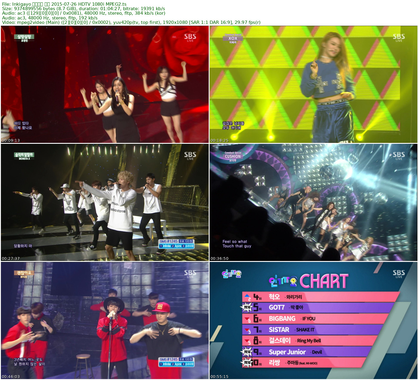 𝐈𝐧𝐤𝐢𝐠𝐚𝐲𝐨 人气歌谣 全场 2015-07-26 HDTV 1080i MPEG2 - 8.73GB