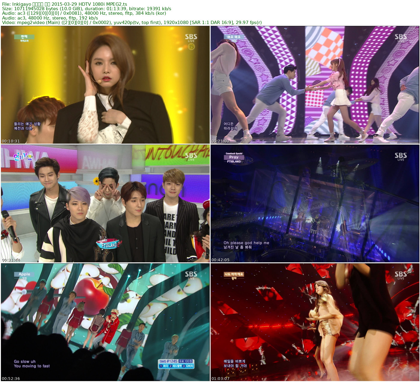 𝐈𝐧𝐤𝐢𝐠𝐚𝐲𝐨 人气歌谣 全场 2015-03-29 HDTV 1080i MPEG2 - 9.98GB