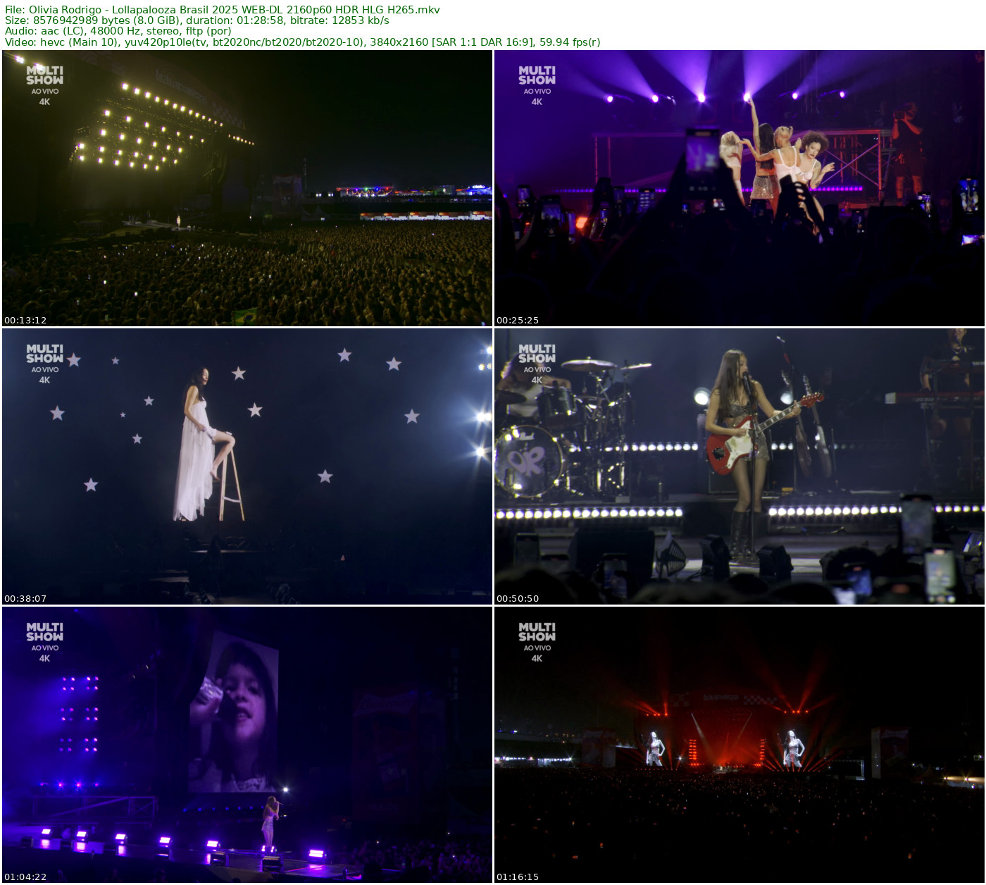 Olivia Rodrigo - Lollapalooza Brasil 2025 WEB-DL 2160p HDR H265 - 11.52GB+7.99GB