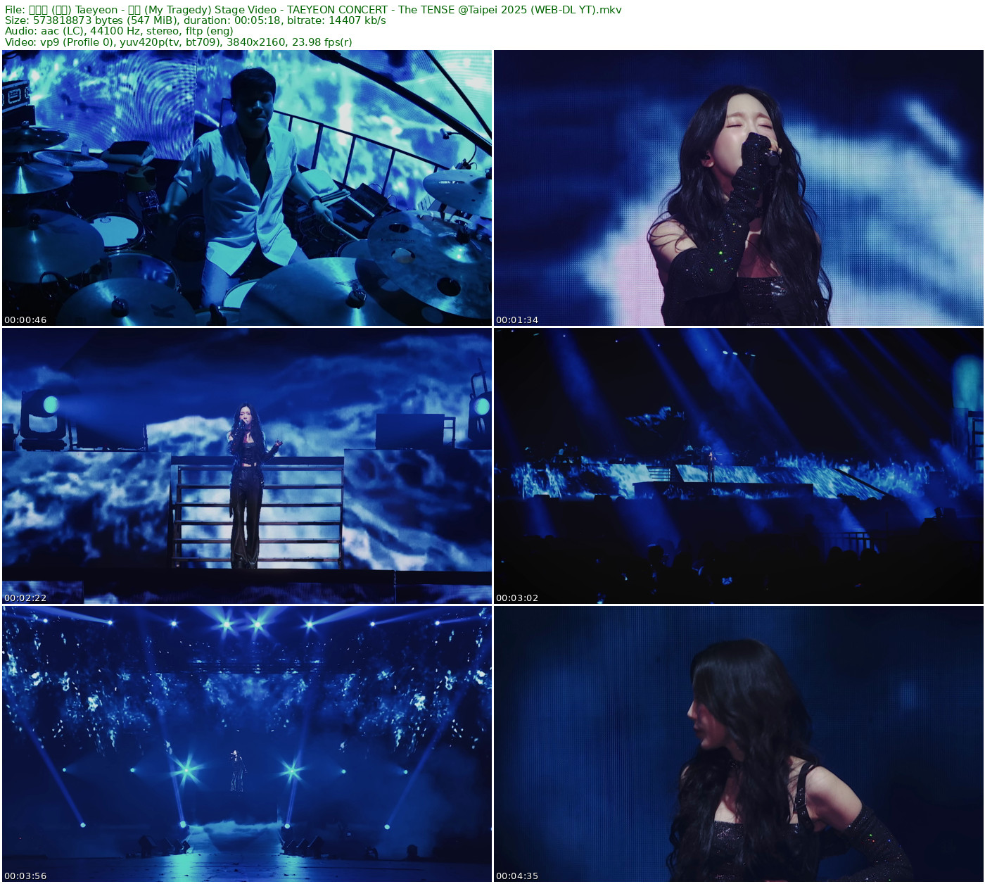 金泰妍 (太妍) Taeyeon - 월식 (My Tragedy) Stage Video - TAEYEON CONCERT - The TENSE @Taipei 2025 YT 2160p VP9 - 547.24MB